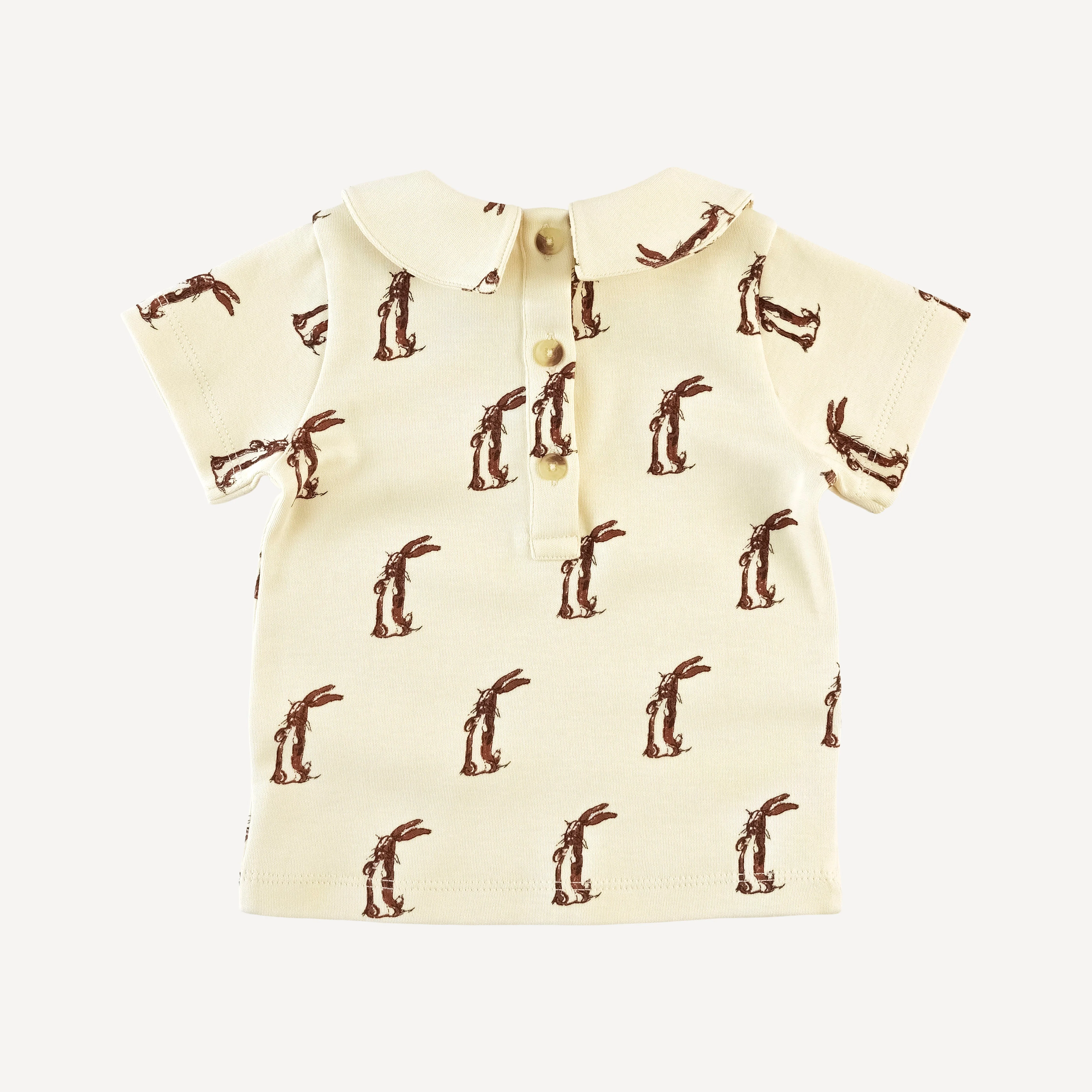 short sleeve peter pan tee | plush rabbit | organic cotton interlock - Image 3