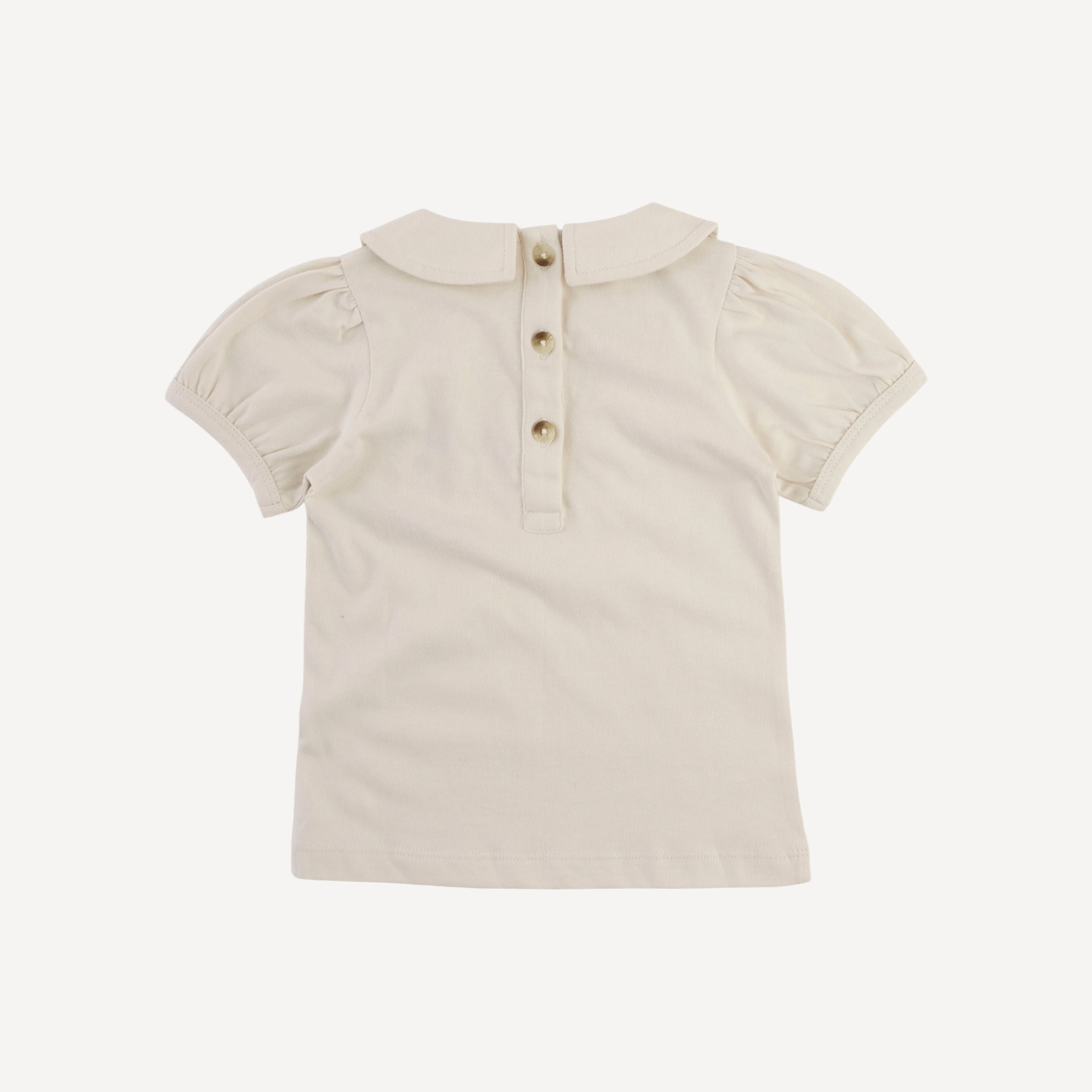 short sleeve peter pan top | oatmeal | organic cotton jersey - Image 3