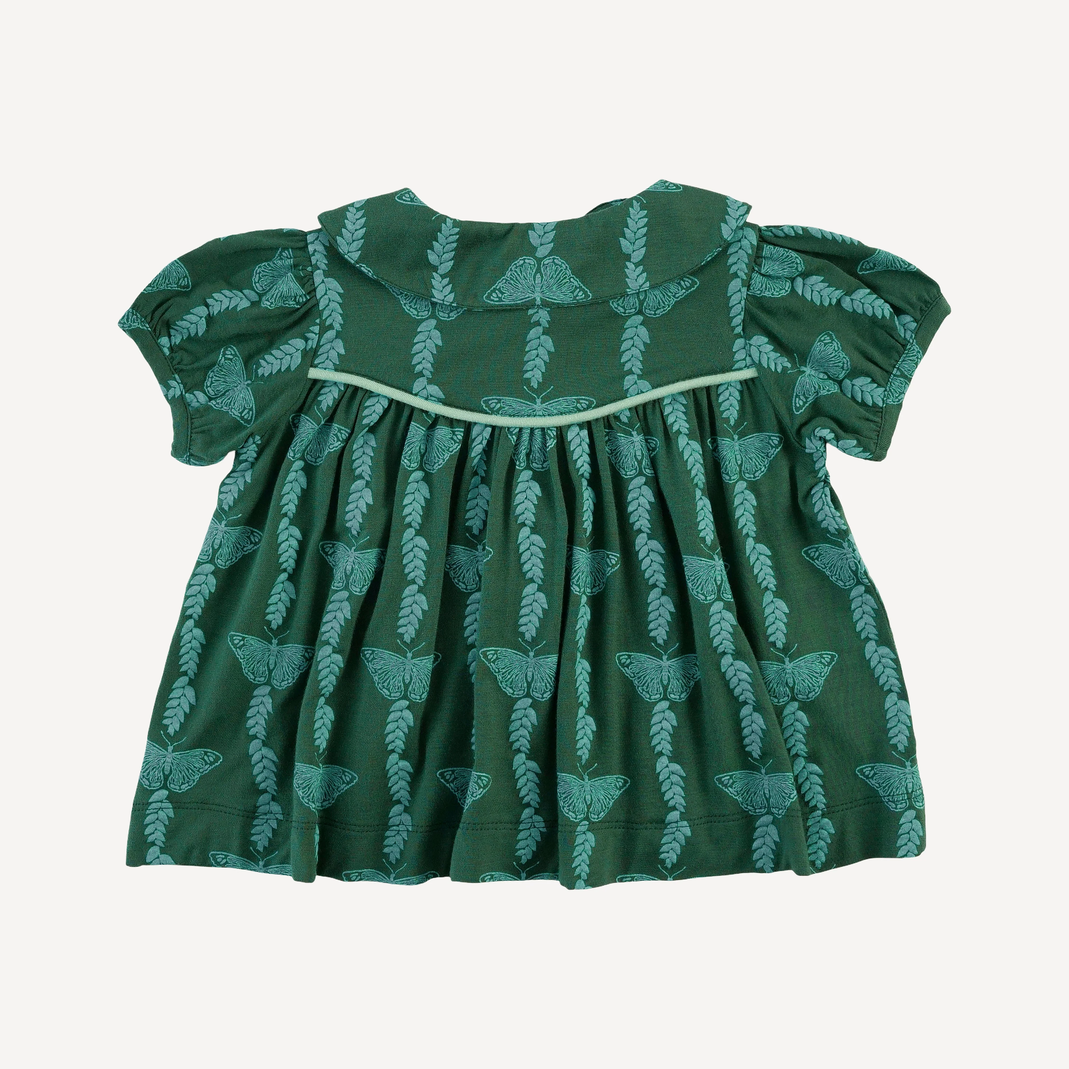 short sleeve piped gathered top | juniper butterfly vine | bamboo - Image 3