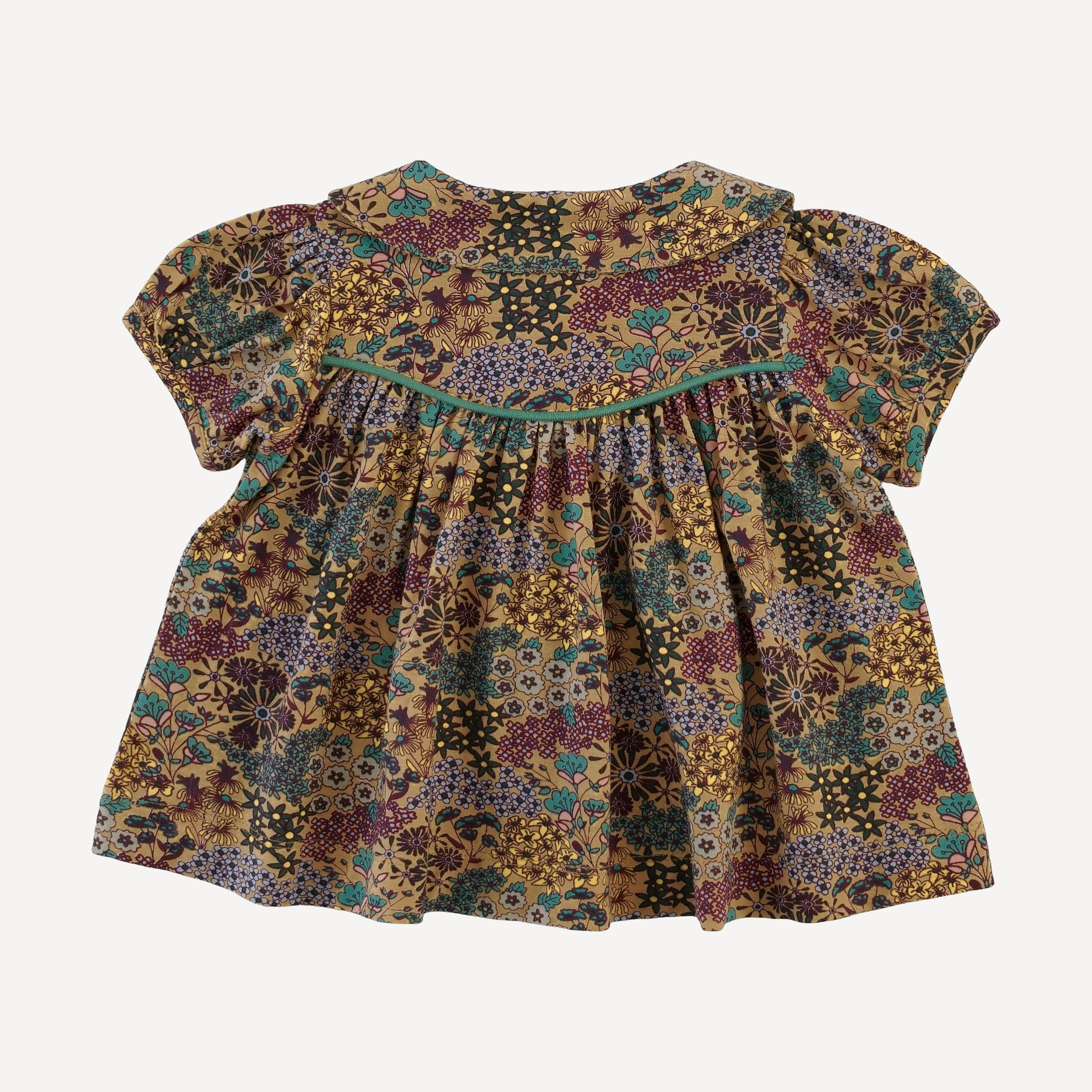 short sleeve piped gathered top | taffy ditsy | bamboo - Image 3