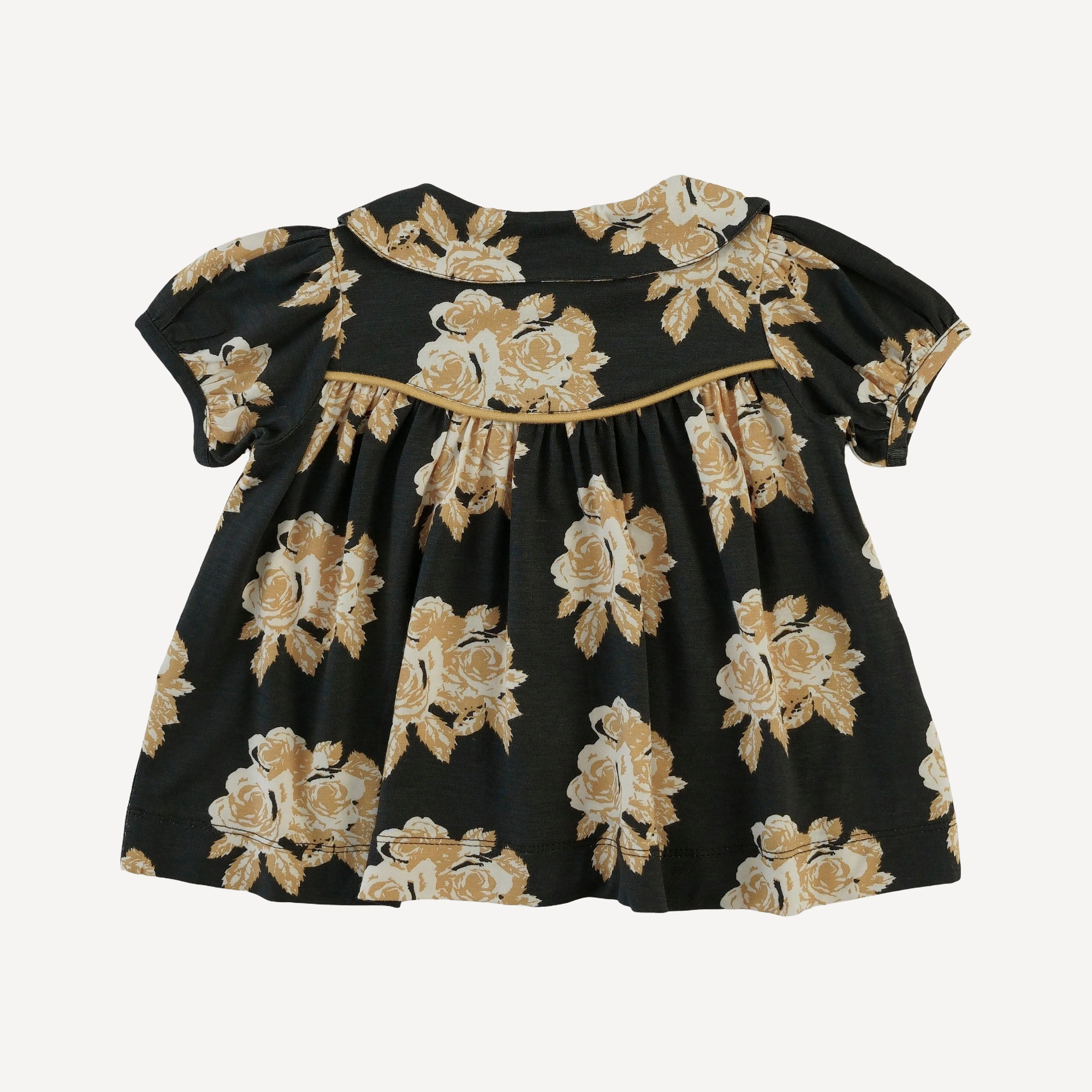 short sleeve piped gathered top | taffy rose | bamboo - Image 3