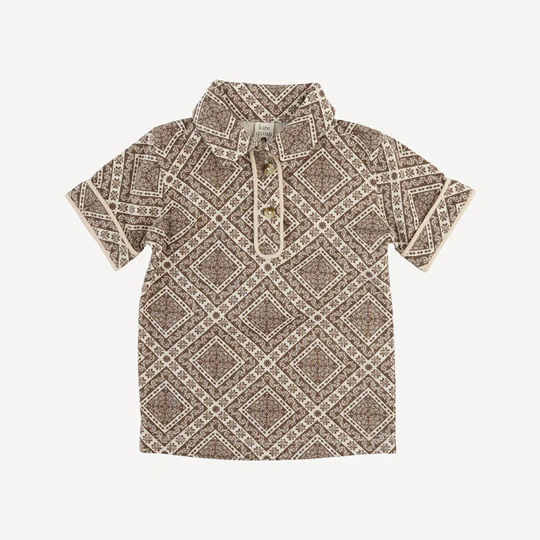 short sleeve piped polo tee | stone bandana | organic cotton jersey