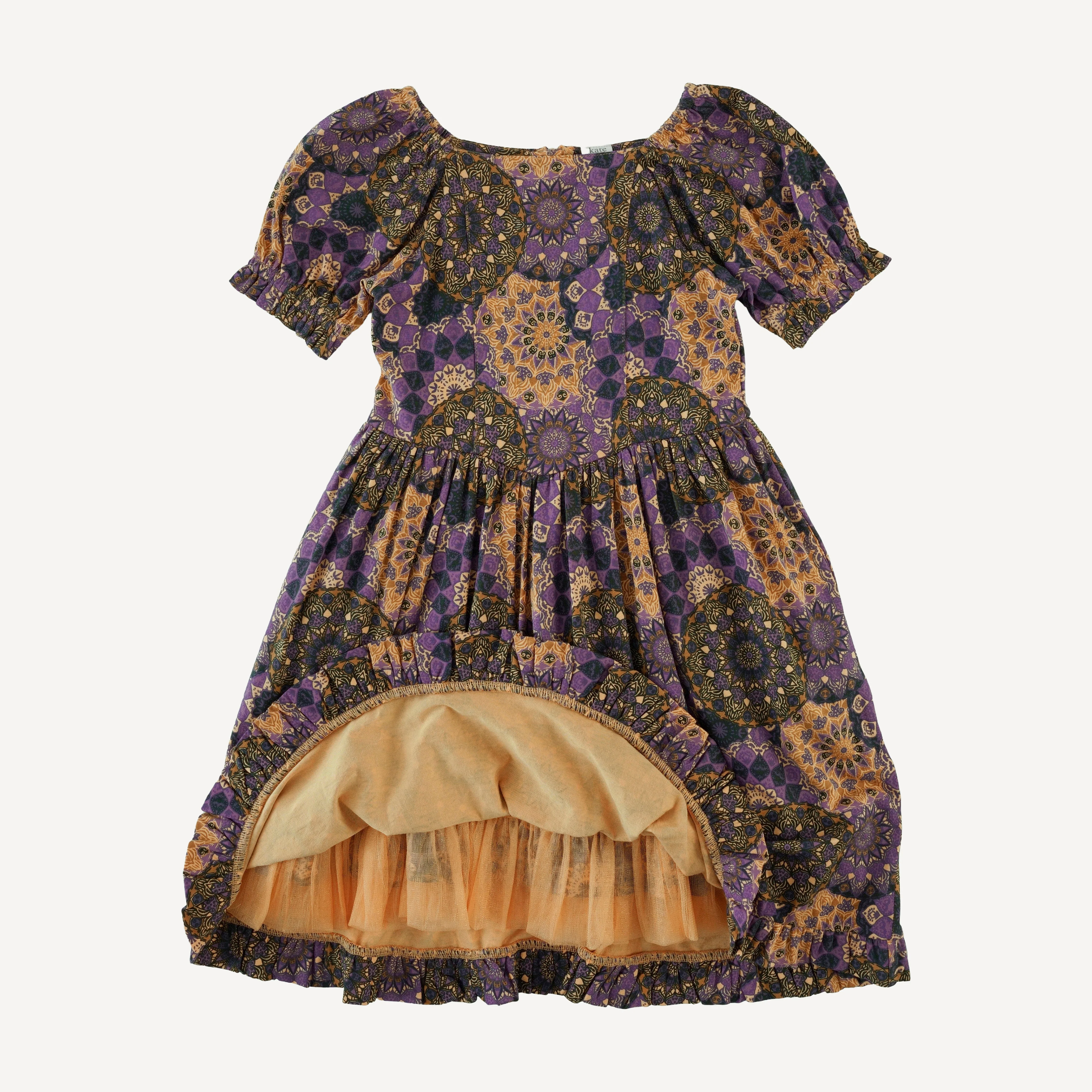 short sleeve puff sleeve v waist princess dress | purple mandala | bamboo - Image 2