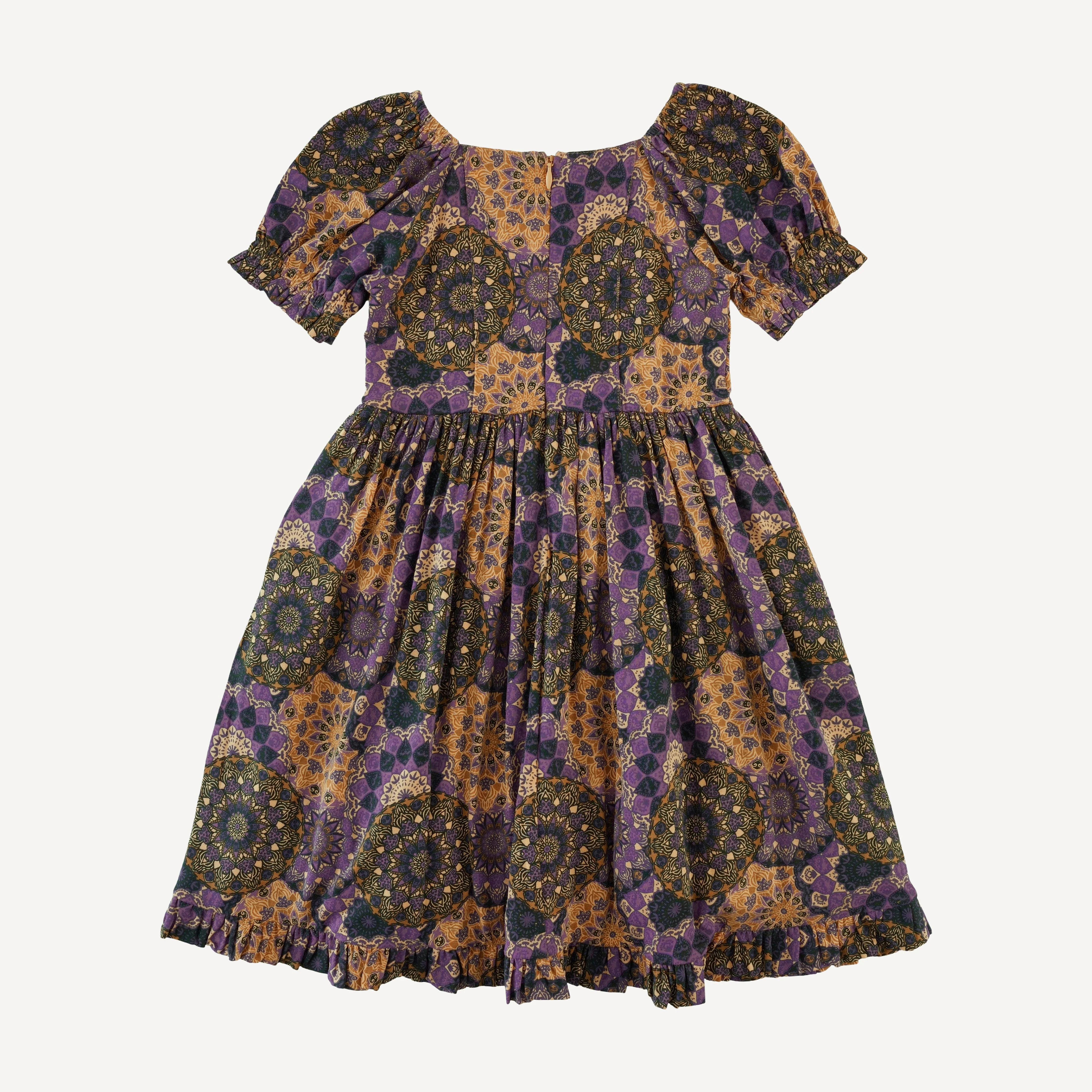 short sleeve puff sleeve v waist princess dress | purple mandala | bamboo - Image 4