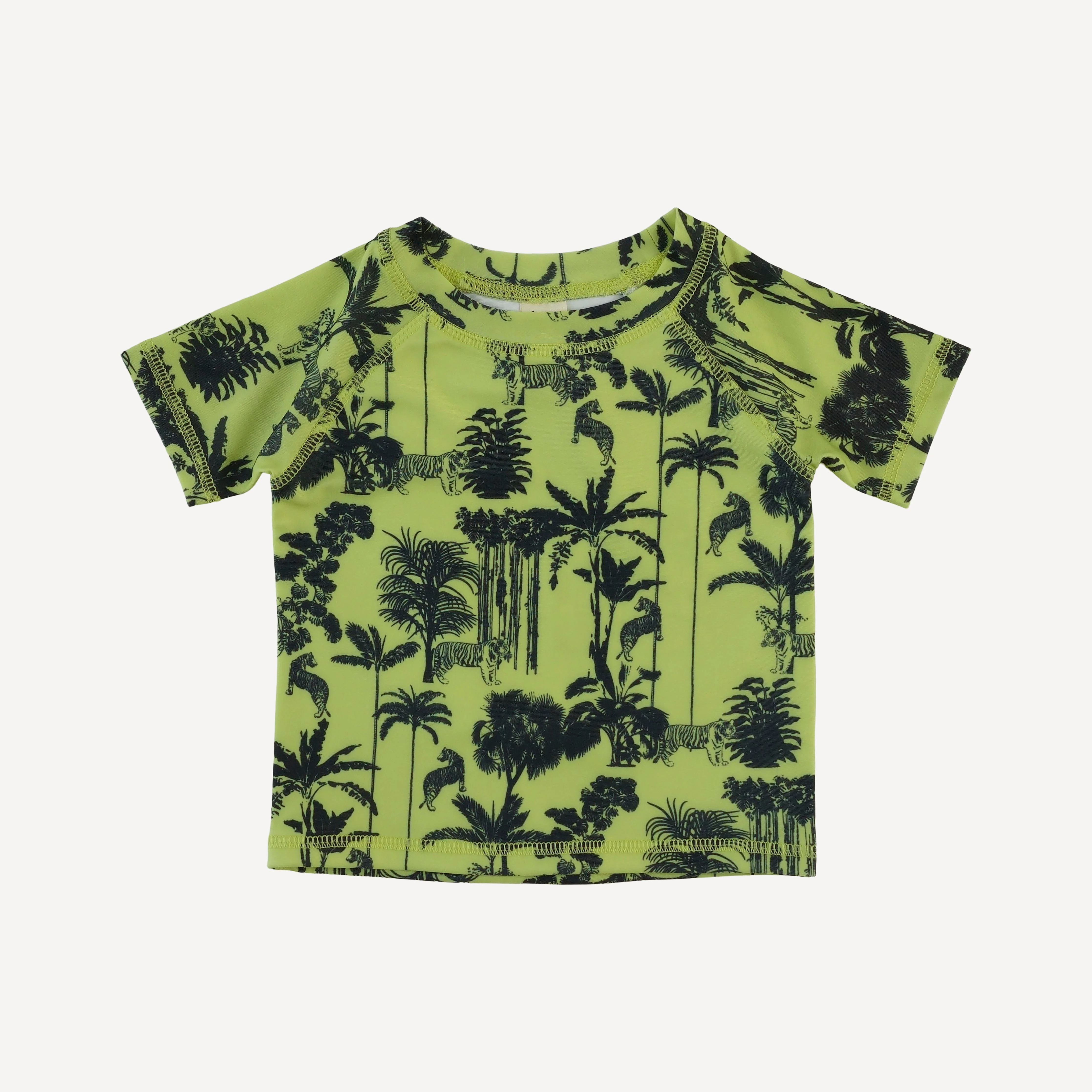 short sleeve rash guard tee + short set | lime jungle | swim - Image 3