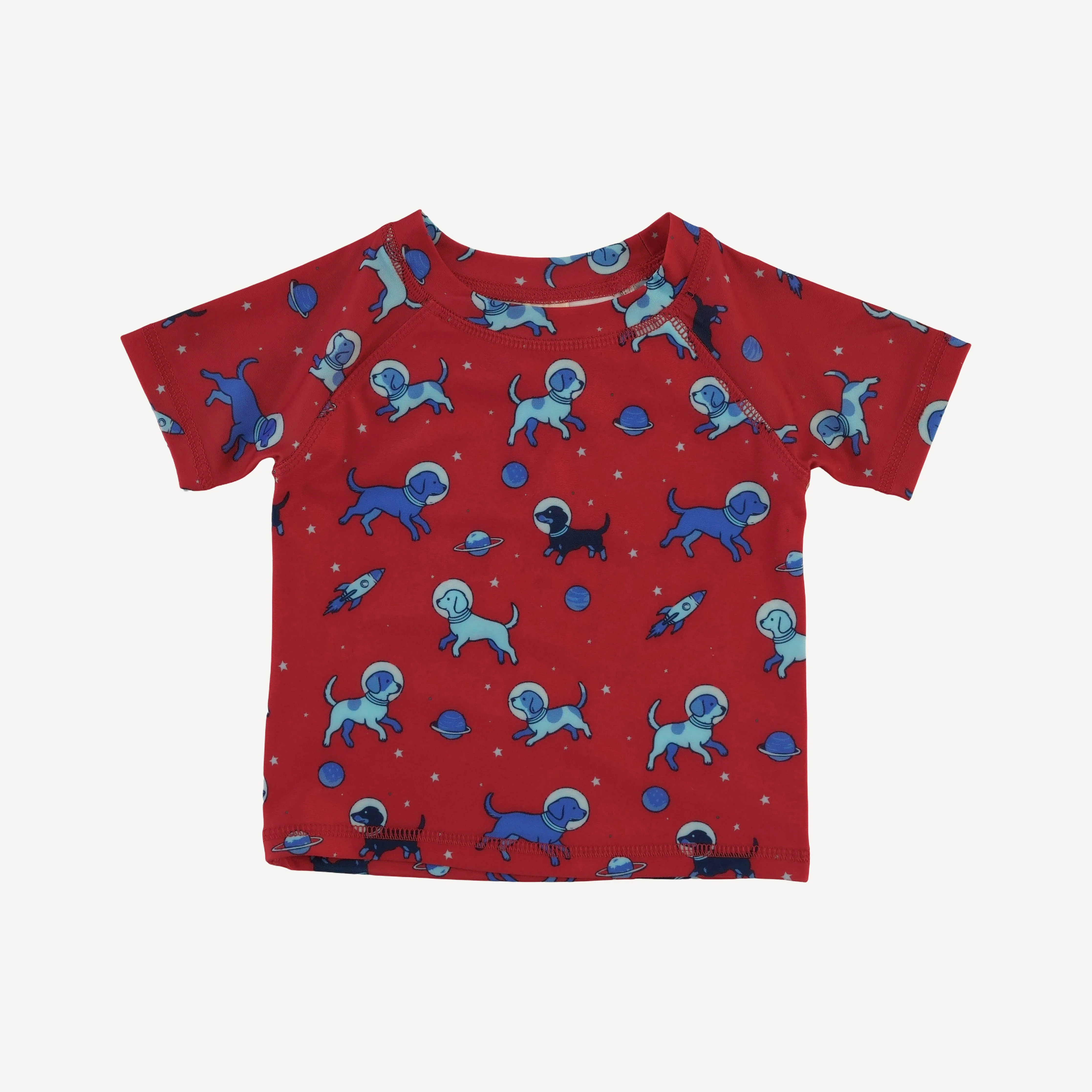short sleeve rash guard tee + short set | space pups | swim - Image 3