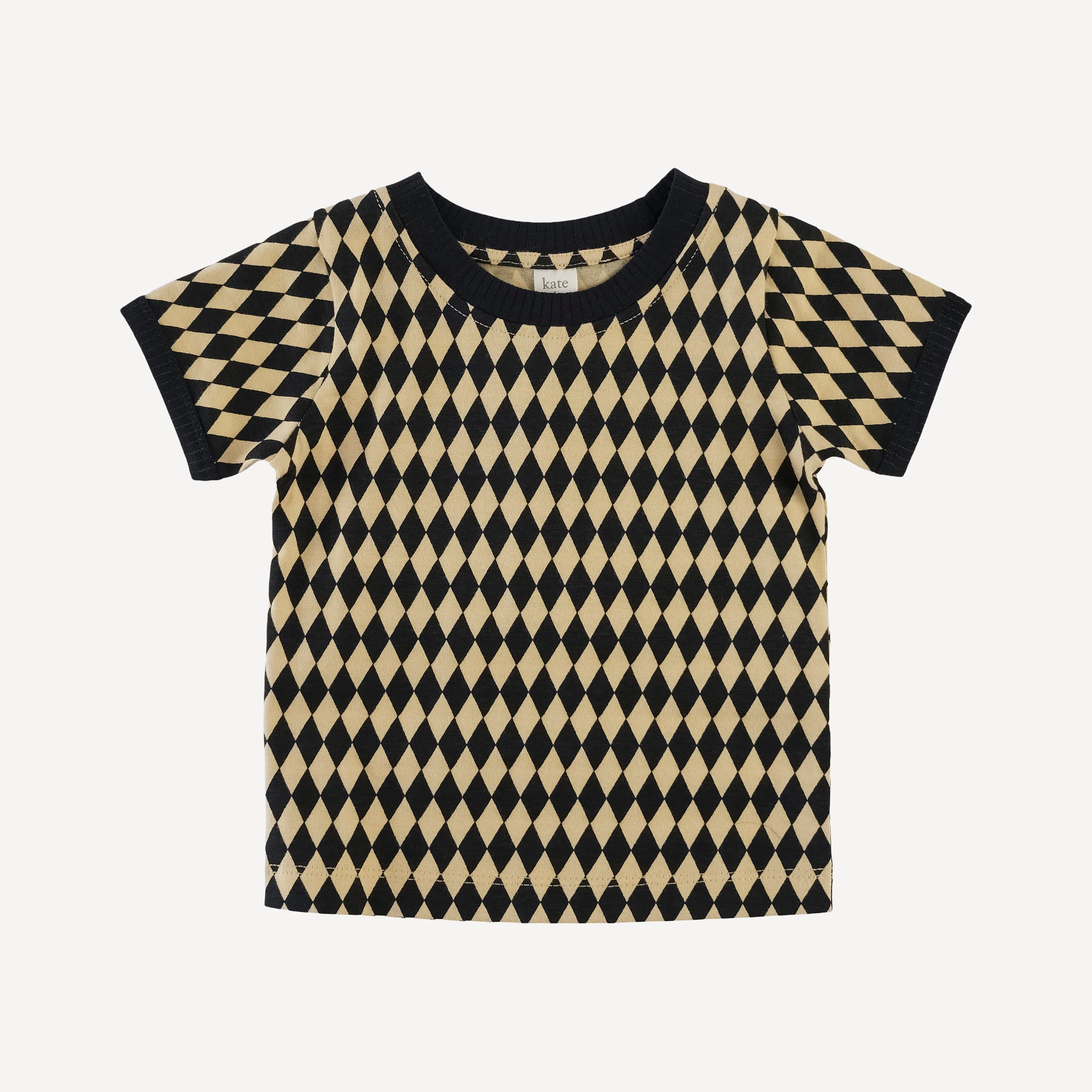 short sleeve ringer tee | black harlequin | organic cotton jersey