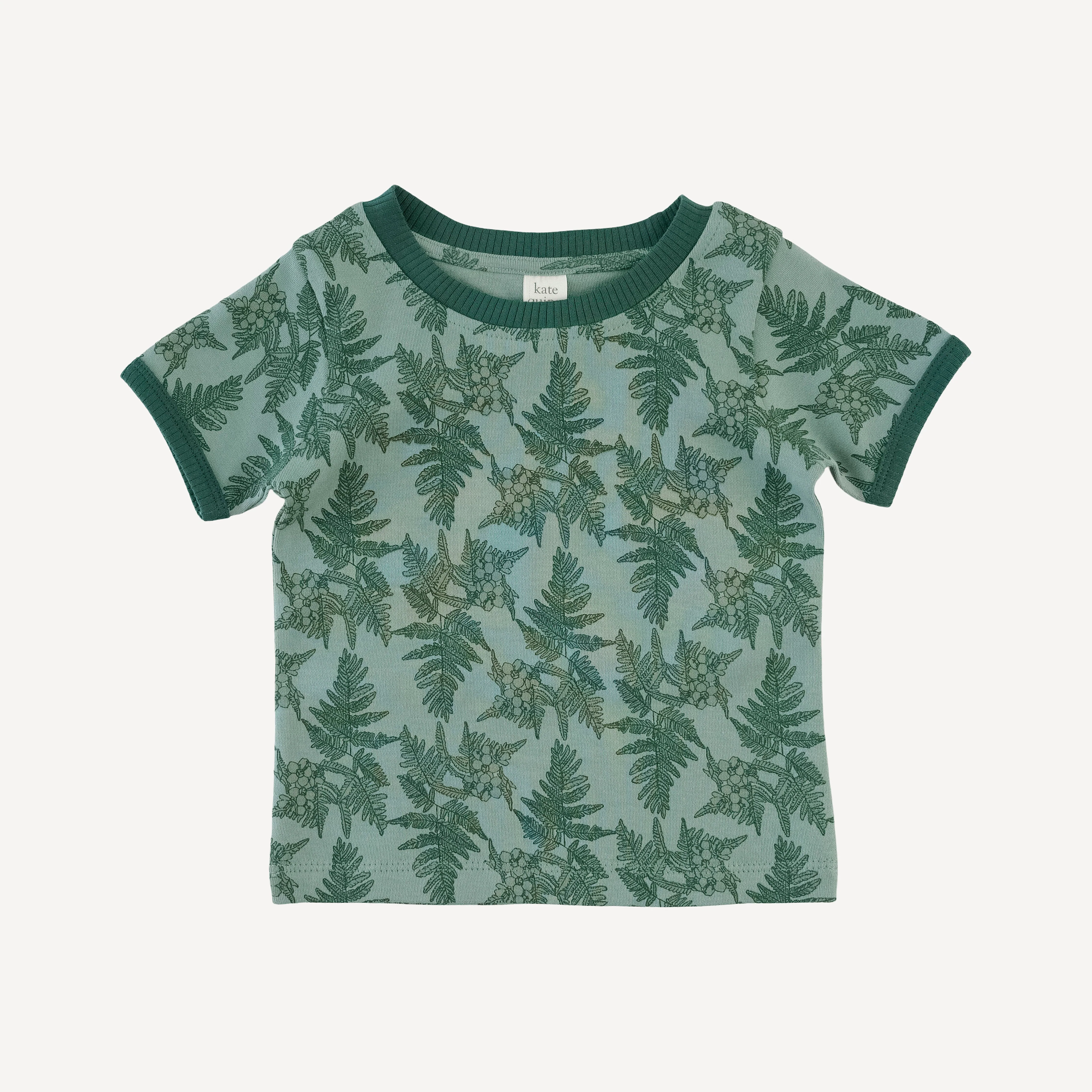 short sleeve ringer tee | fern floral | organic cotton interlock