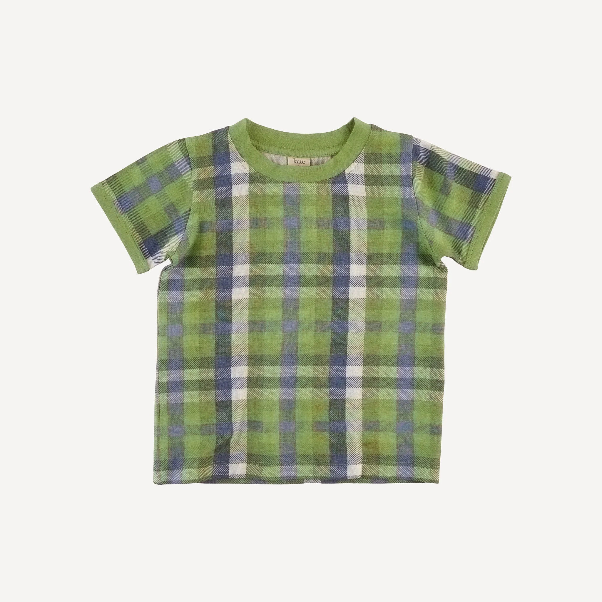 short sleeve ringer tee | green flannel plaid | bamboo
