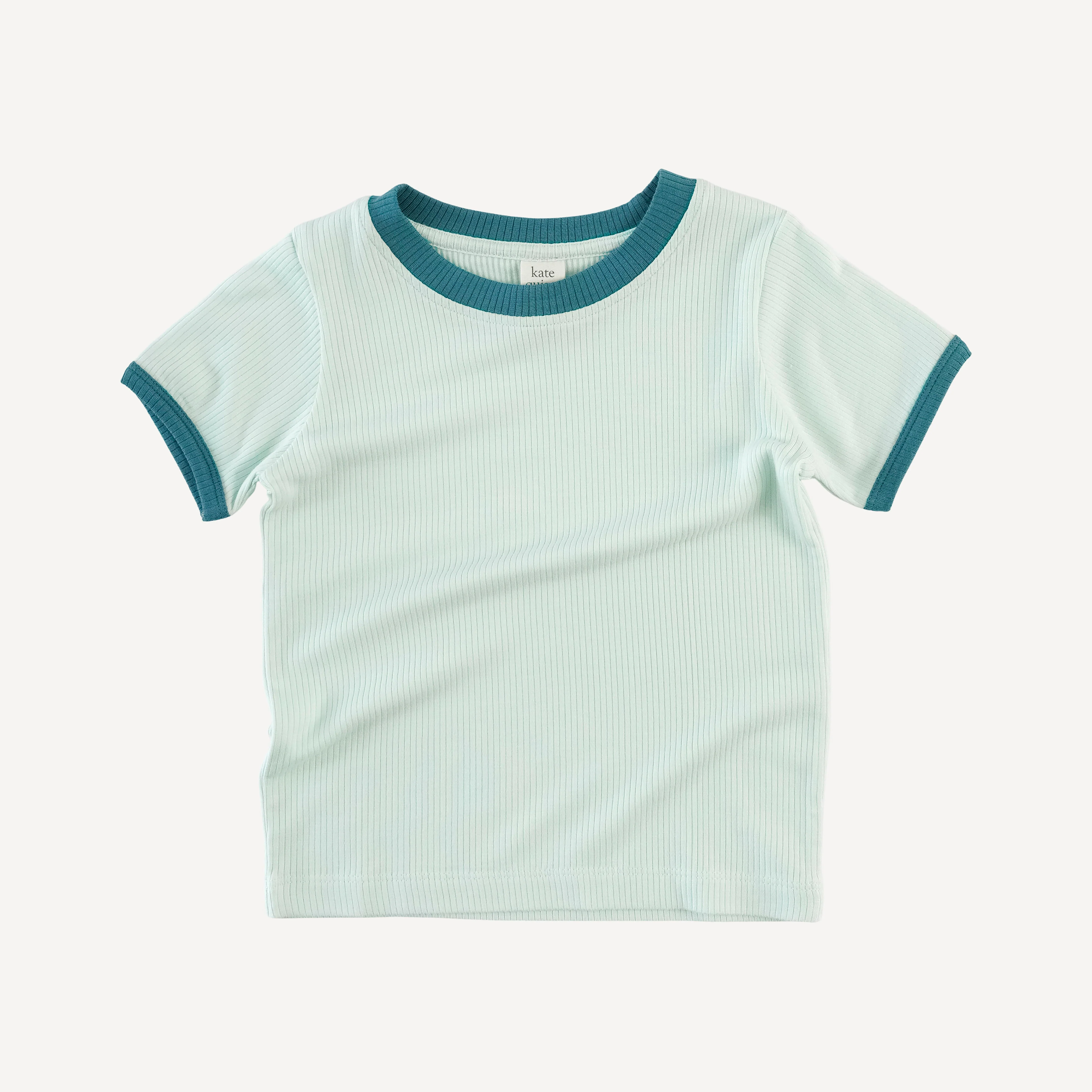 short sleeve ringer tee | sea mist | modal skinny rib