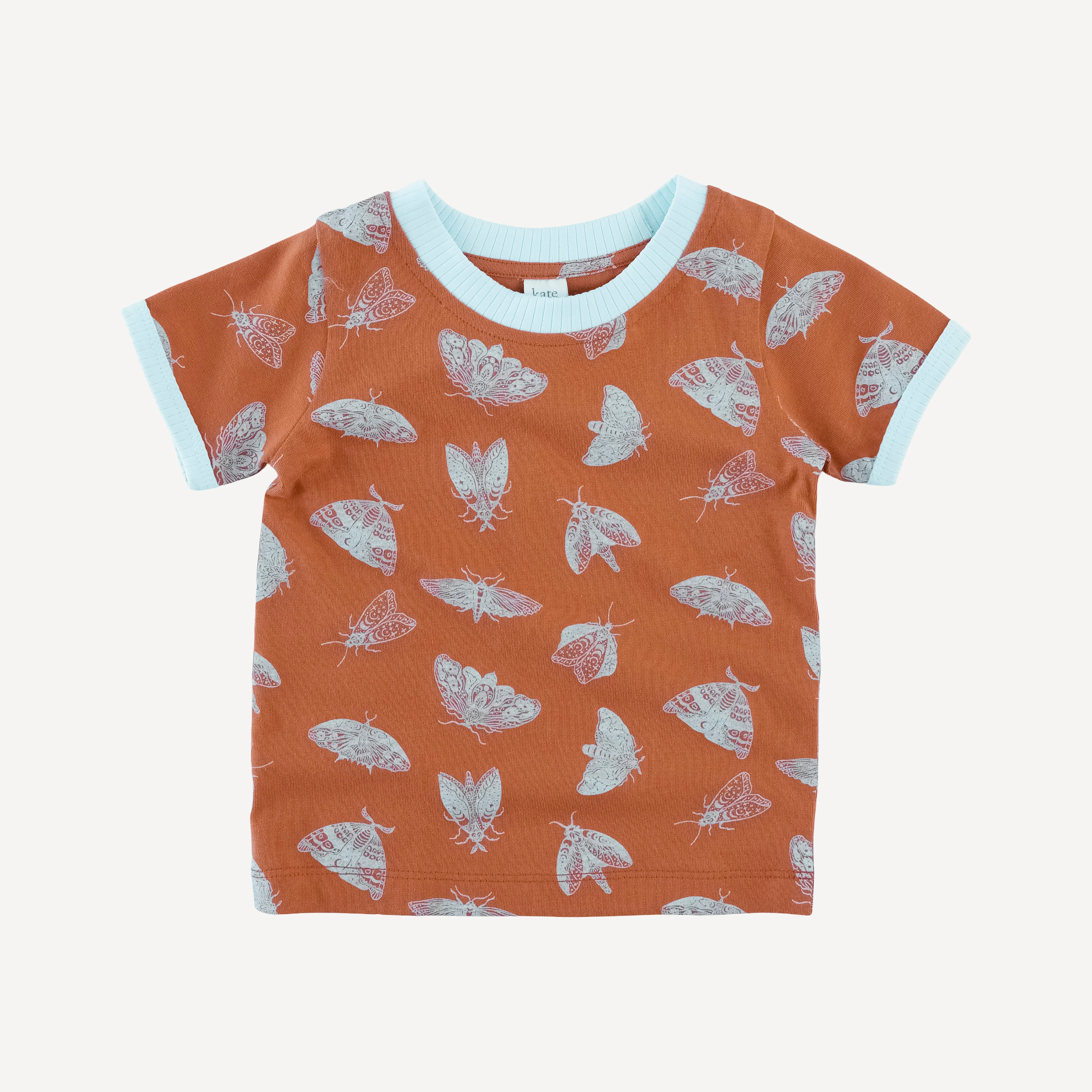 short sleeve ringer tee | spicy moth scatter | organic cotton jersey
