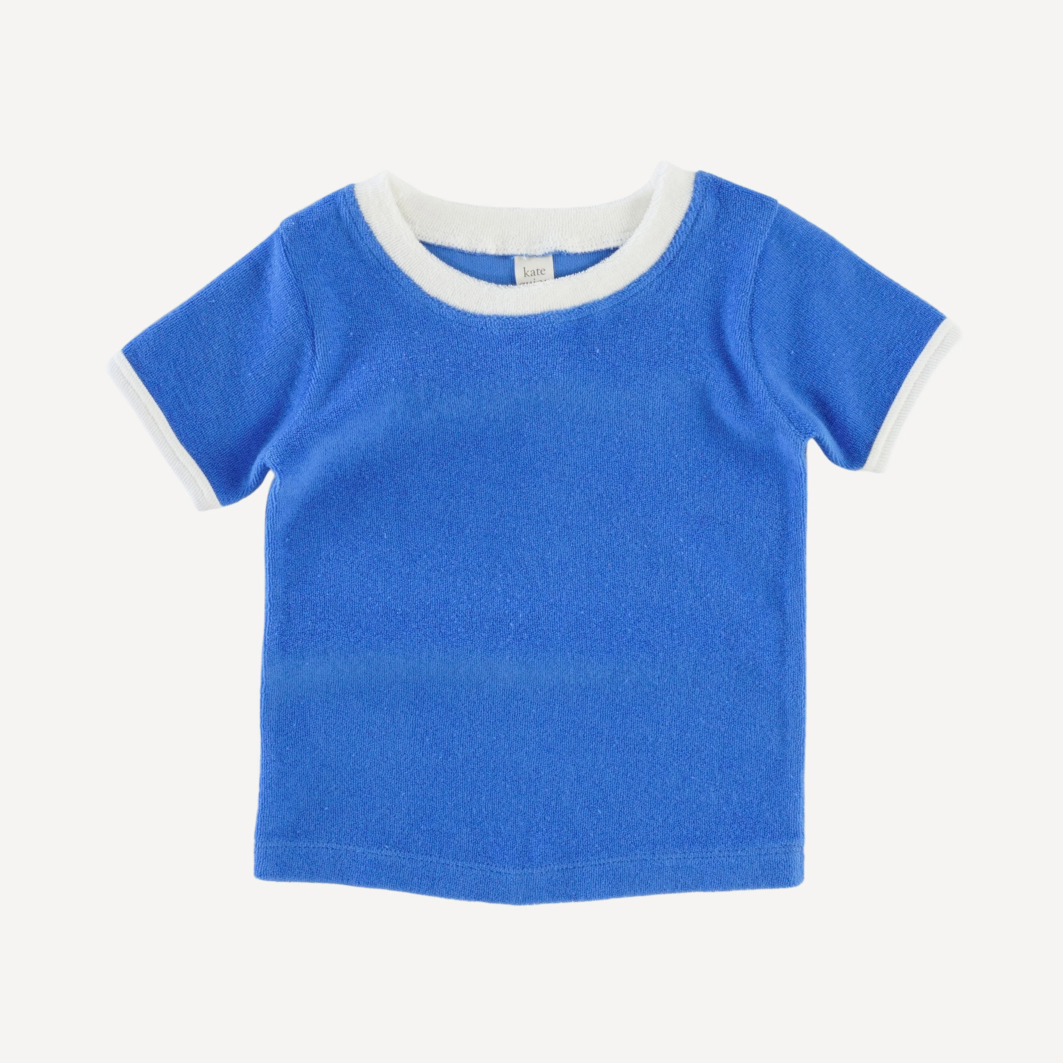 short sleeve ringer tee | vivid blue | organic cotton terry