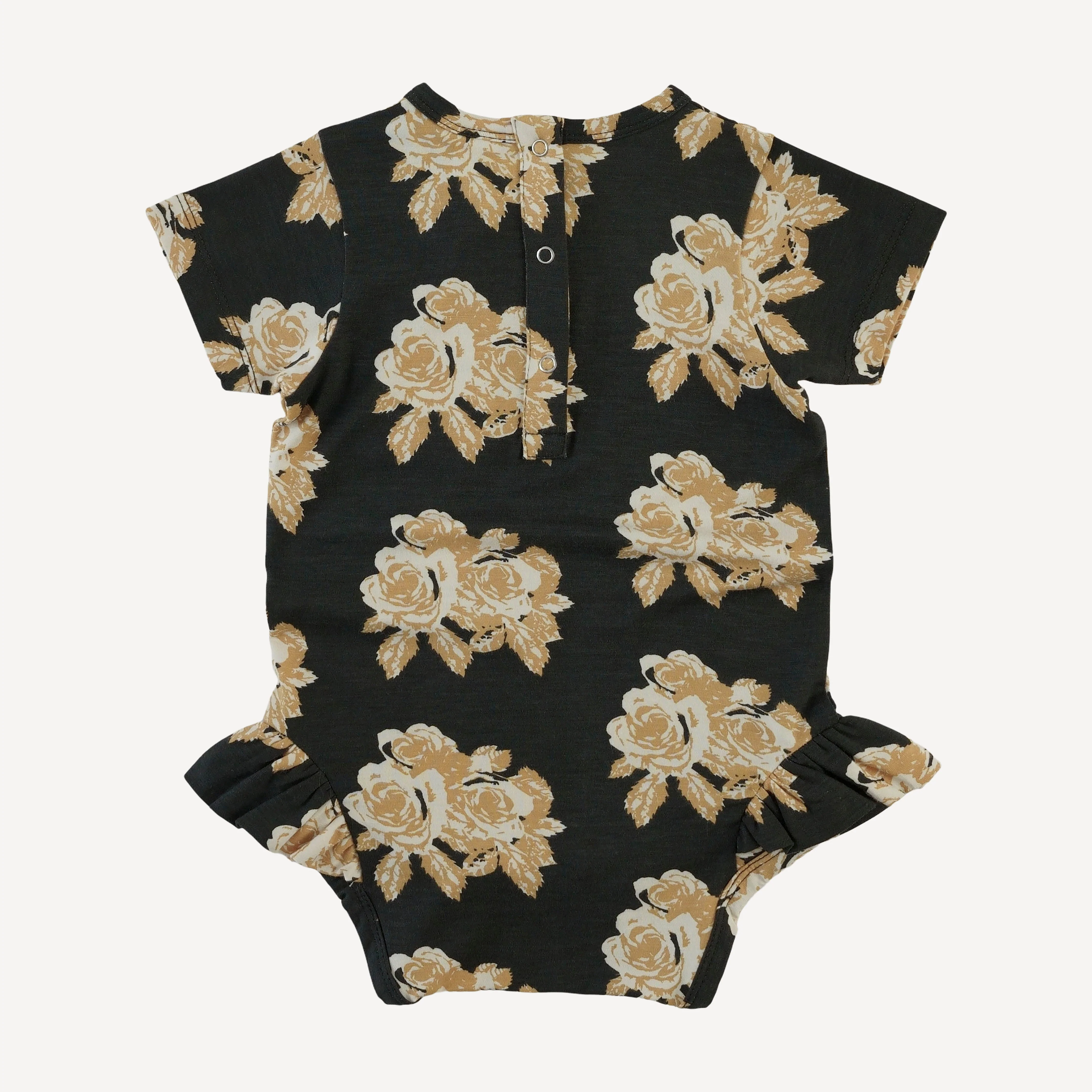 short sleeve ruffle leg bodysuit | taffy rose | bamboo - Image 3