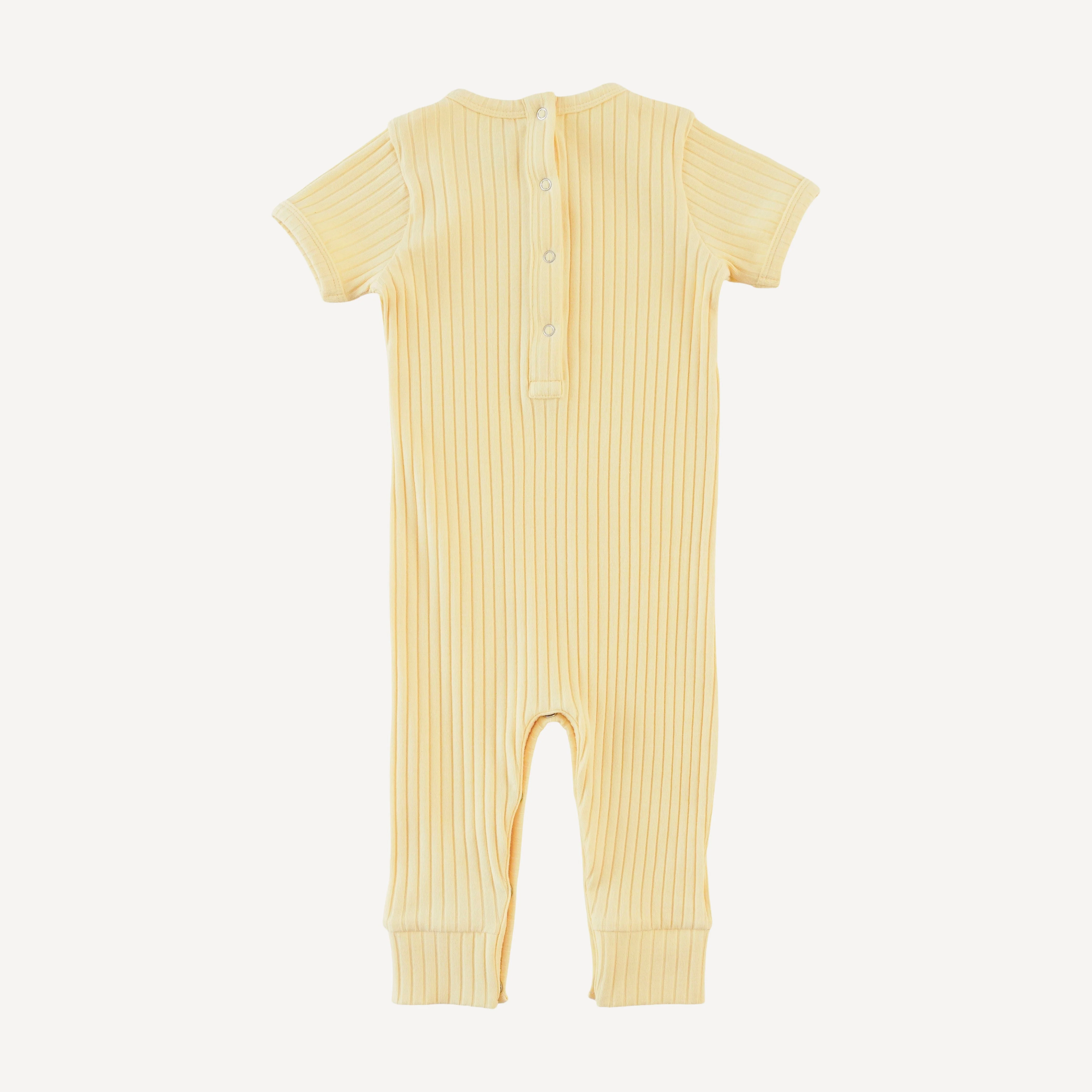 short sleeve sport topstitch union suit | egg shell | organic cotton wide rib - Image 3