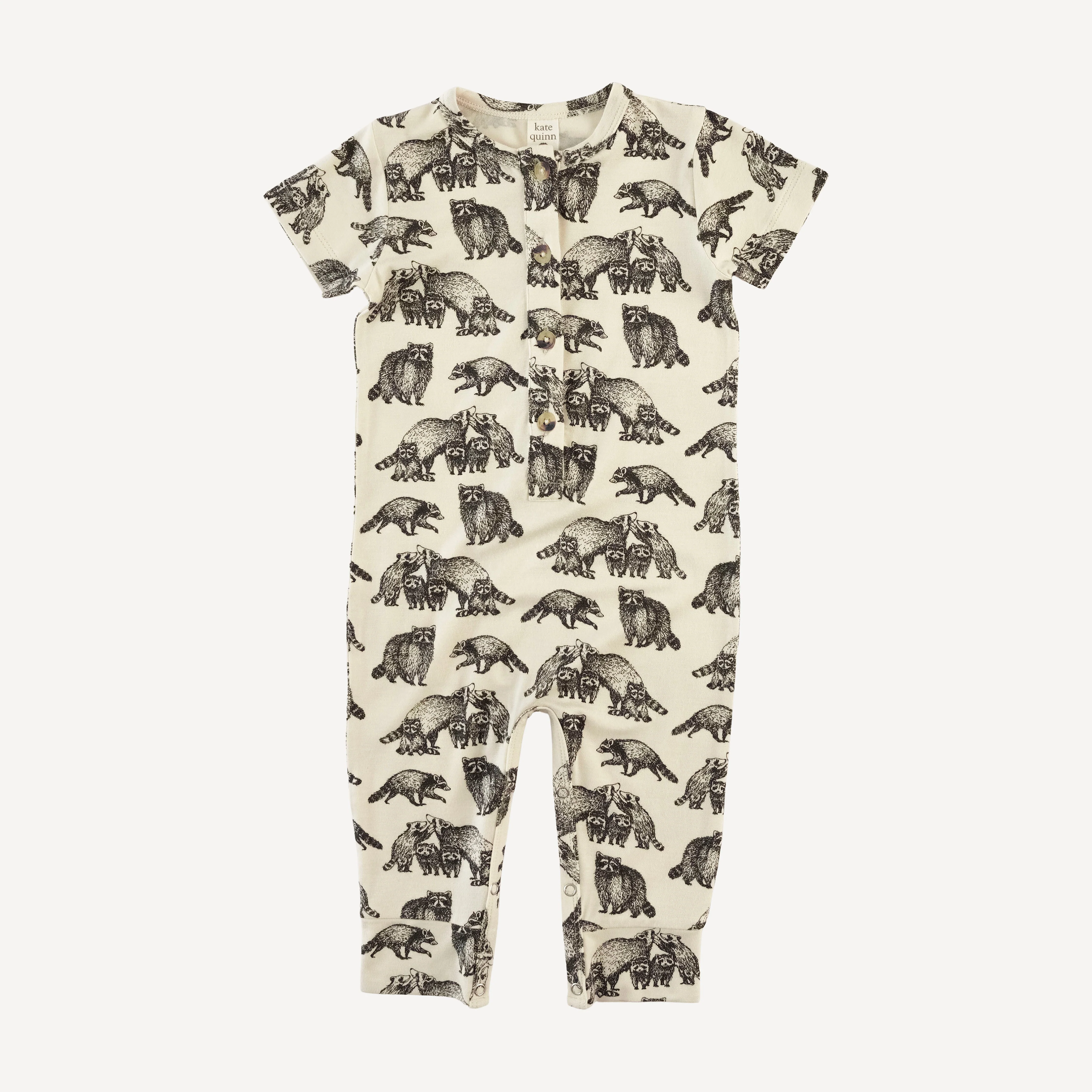 short sleeve sport union suit | raccoons | bamboo