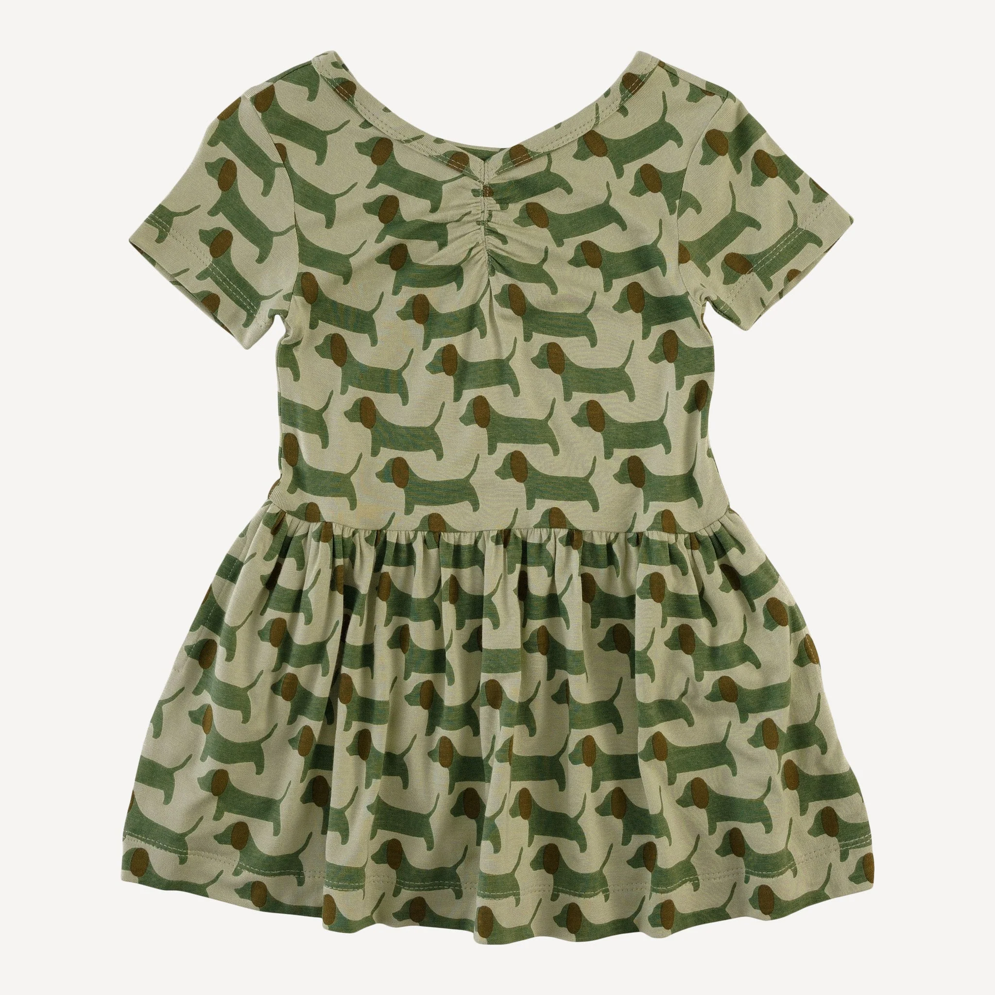 short sleeve twirl dress | 70s puppies | bamboo