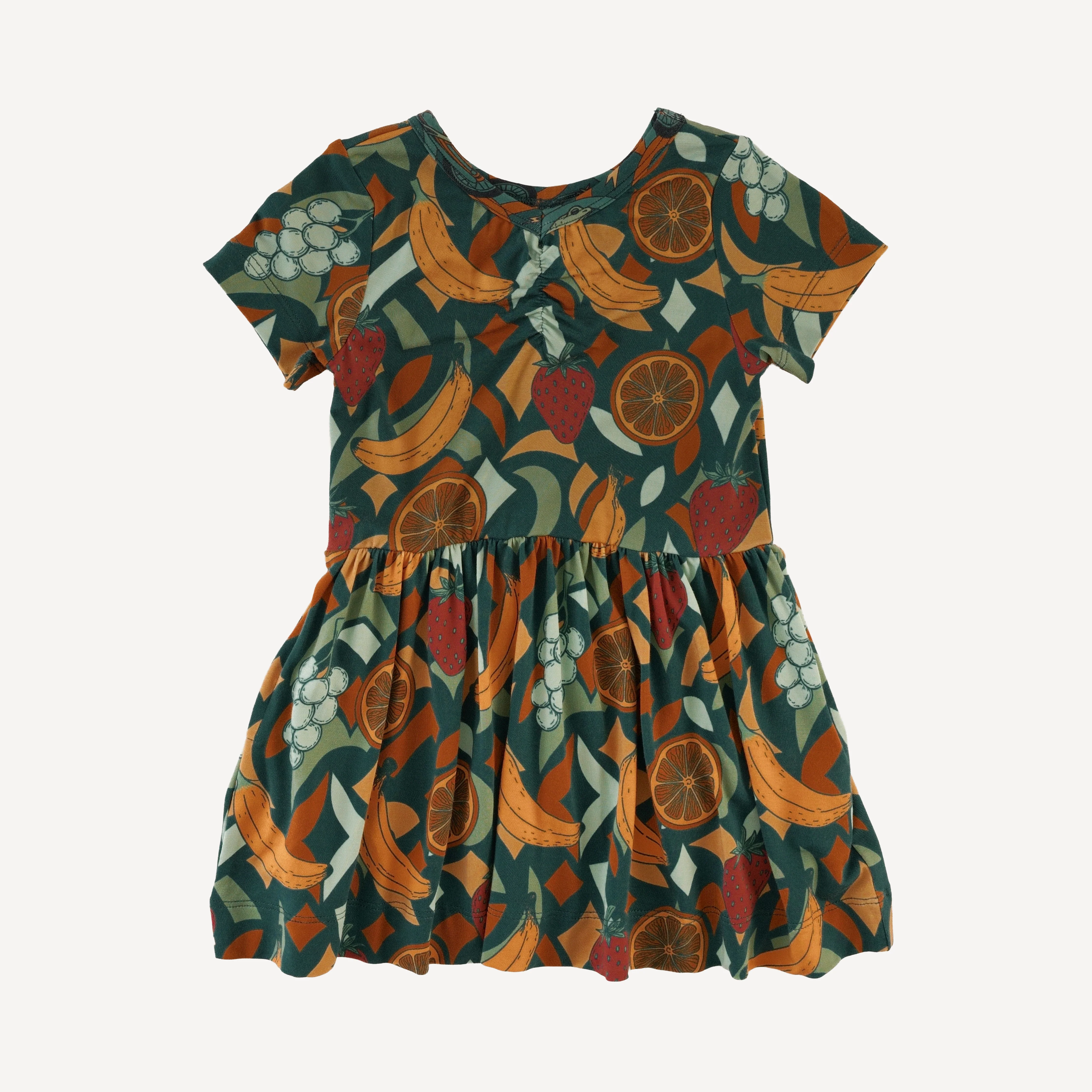 short sleeve twirl dress | fruity | light weight bamboo