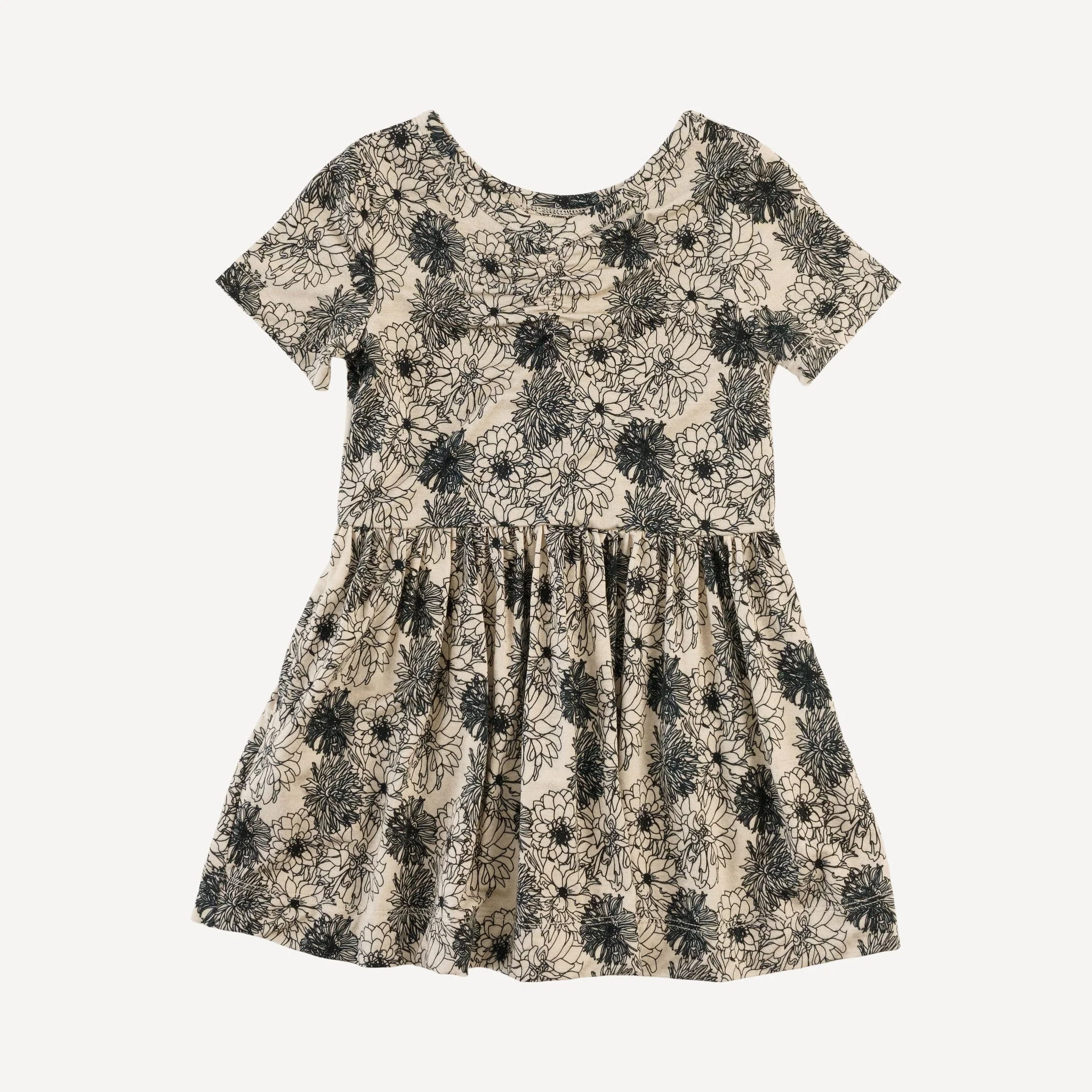 short sleeve twirl dress | sketched flowers | light weight bamboo