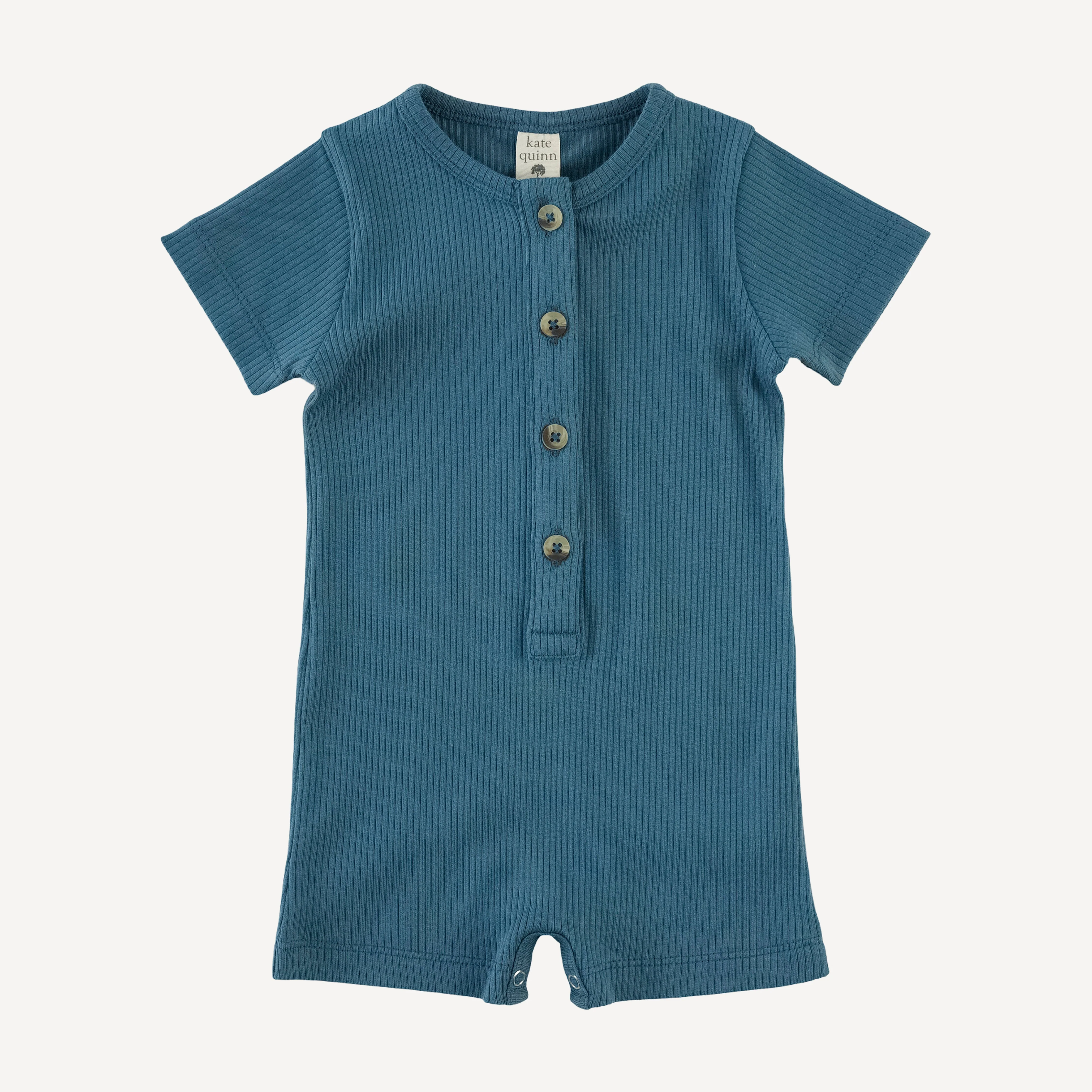 short sleeve union shortie | stone blue | organic cotton single rib
