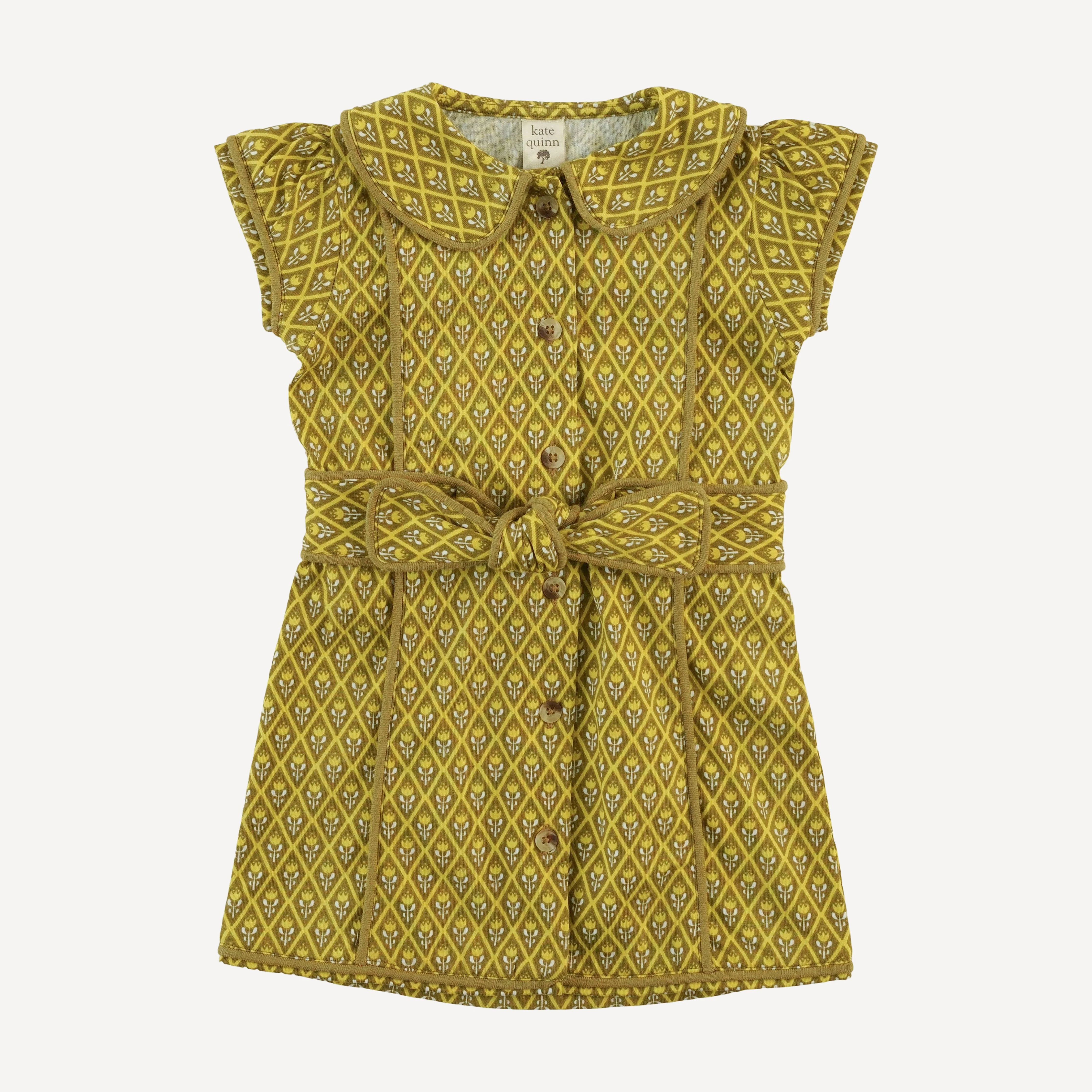 short sleeve violet dress | retro diamond floral | organic cotton jersey