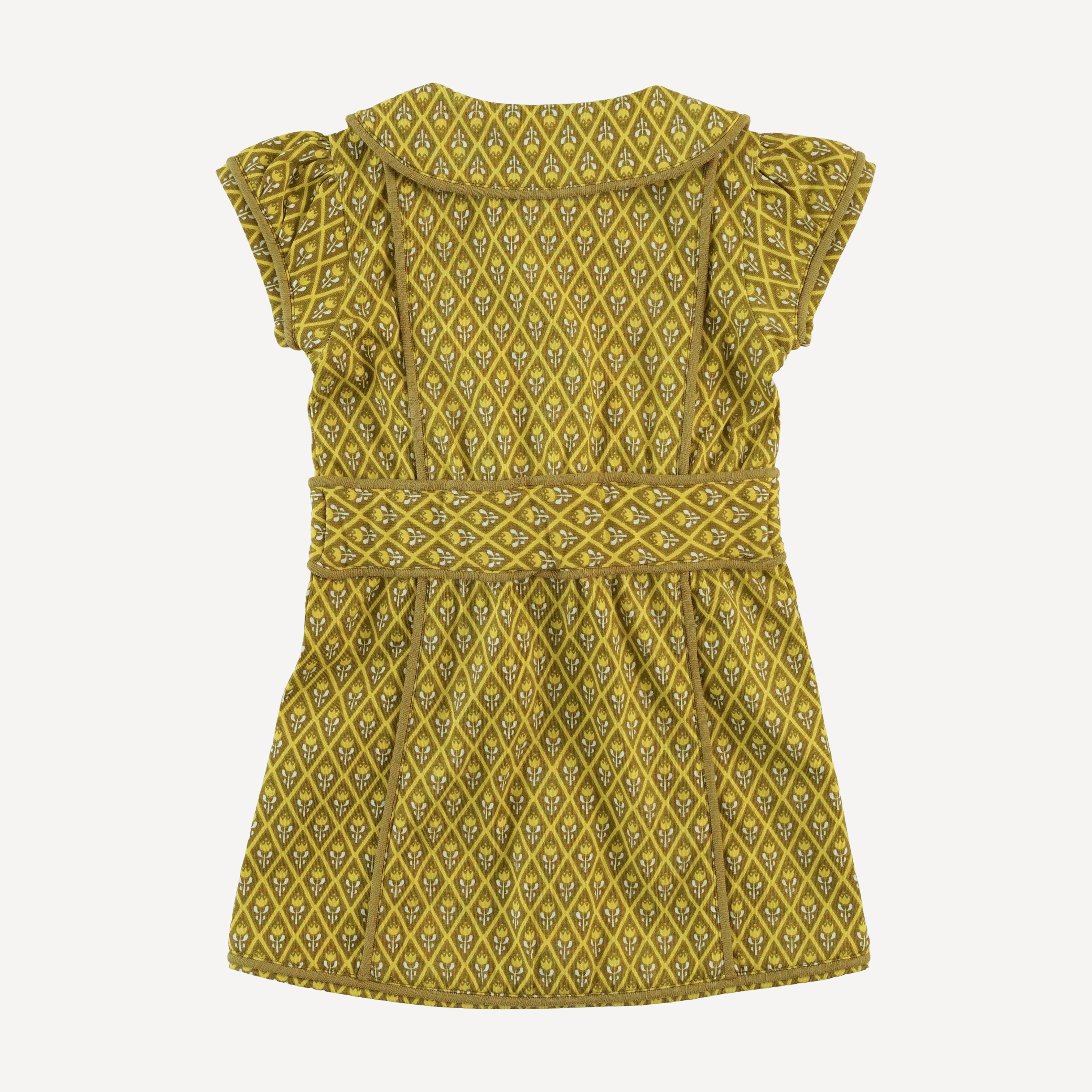 short sleeve violet dress | retro diamond floral | organic cotton jersey - Image 3