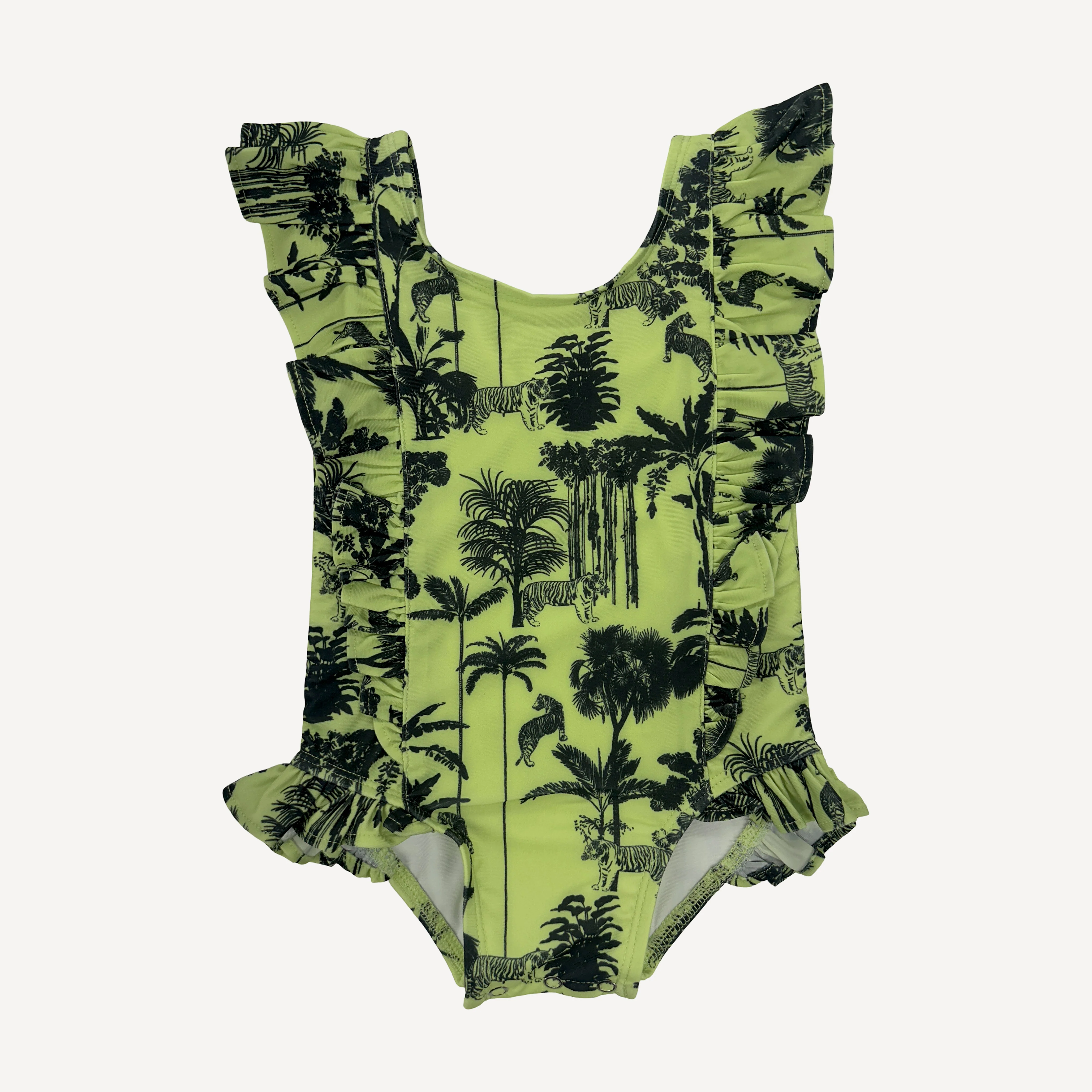 side ruffle tank swimsuit | lime jungle | swim
