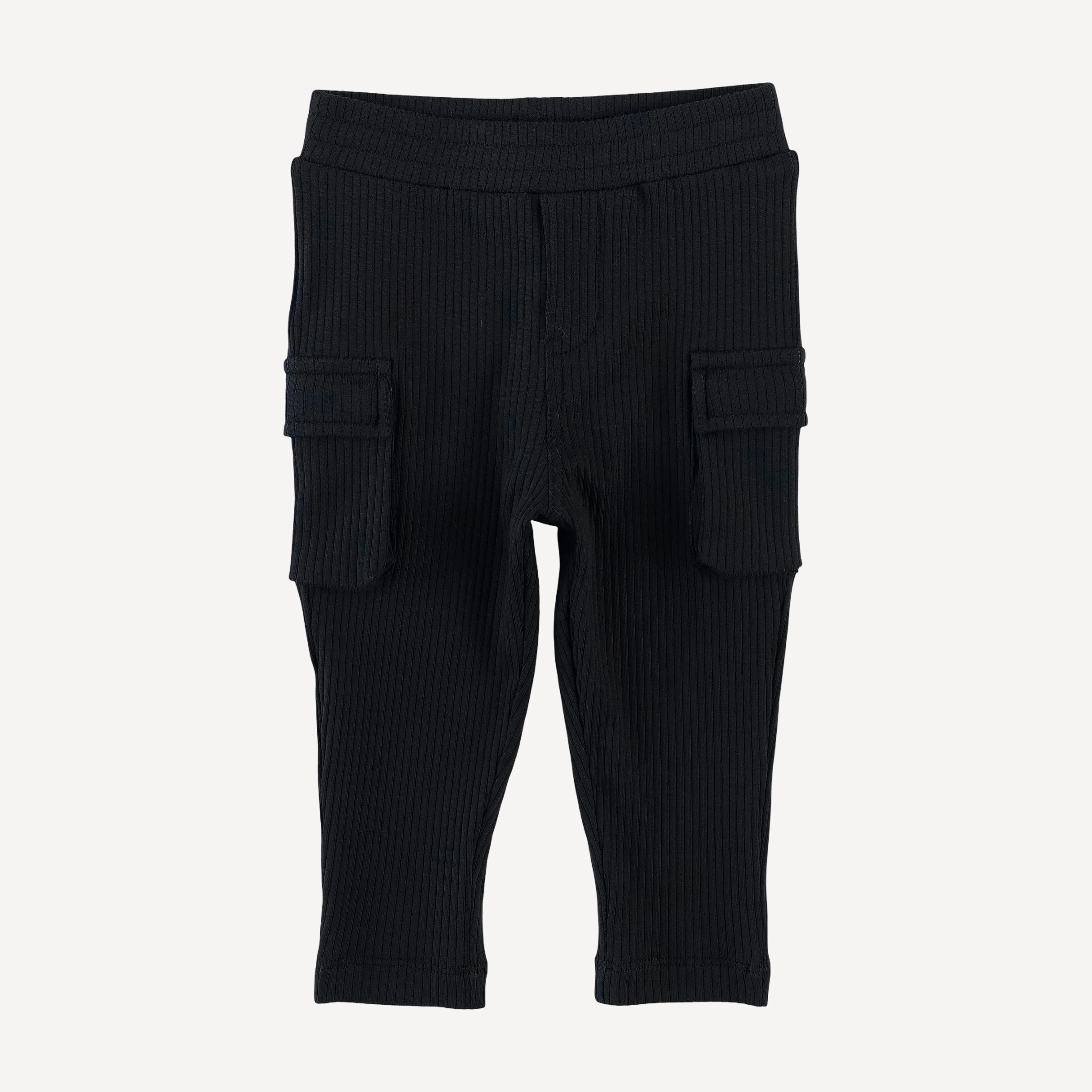 skinny cargo pant | black | organic cotton single rib