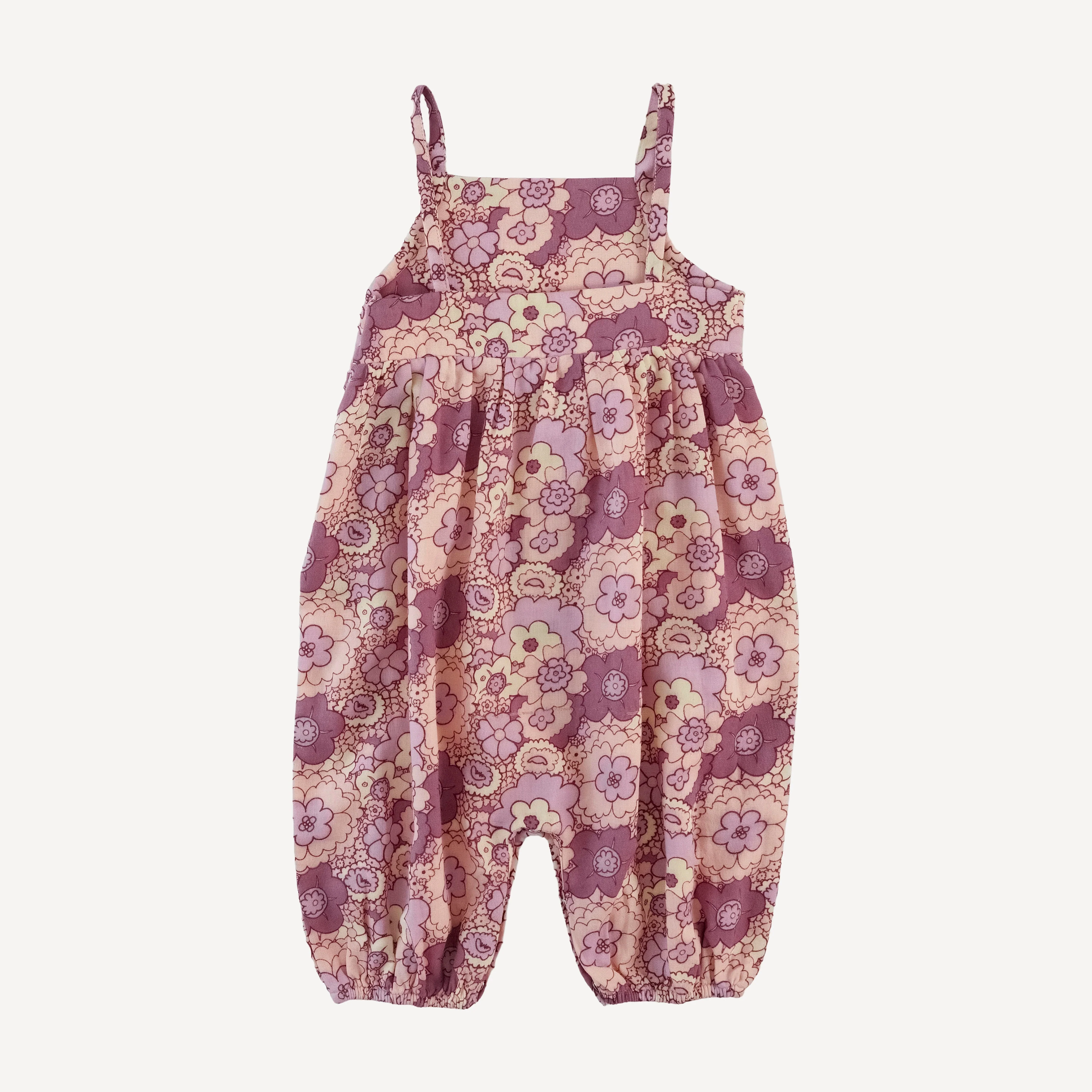 skinny strap jumpsuit | mauve 60s floral | organic cotton gauze - Image 3
