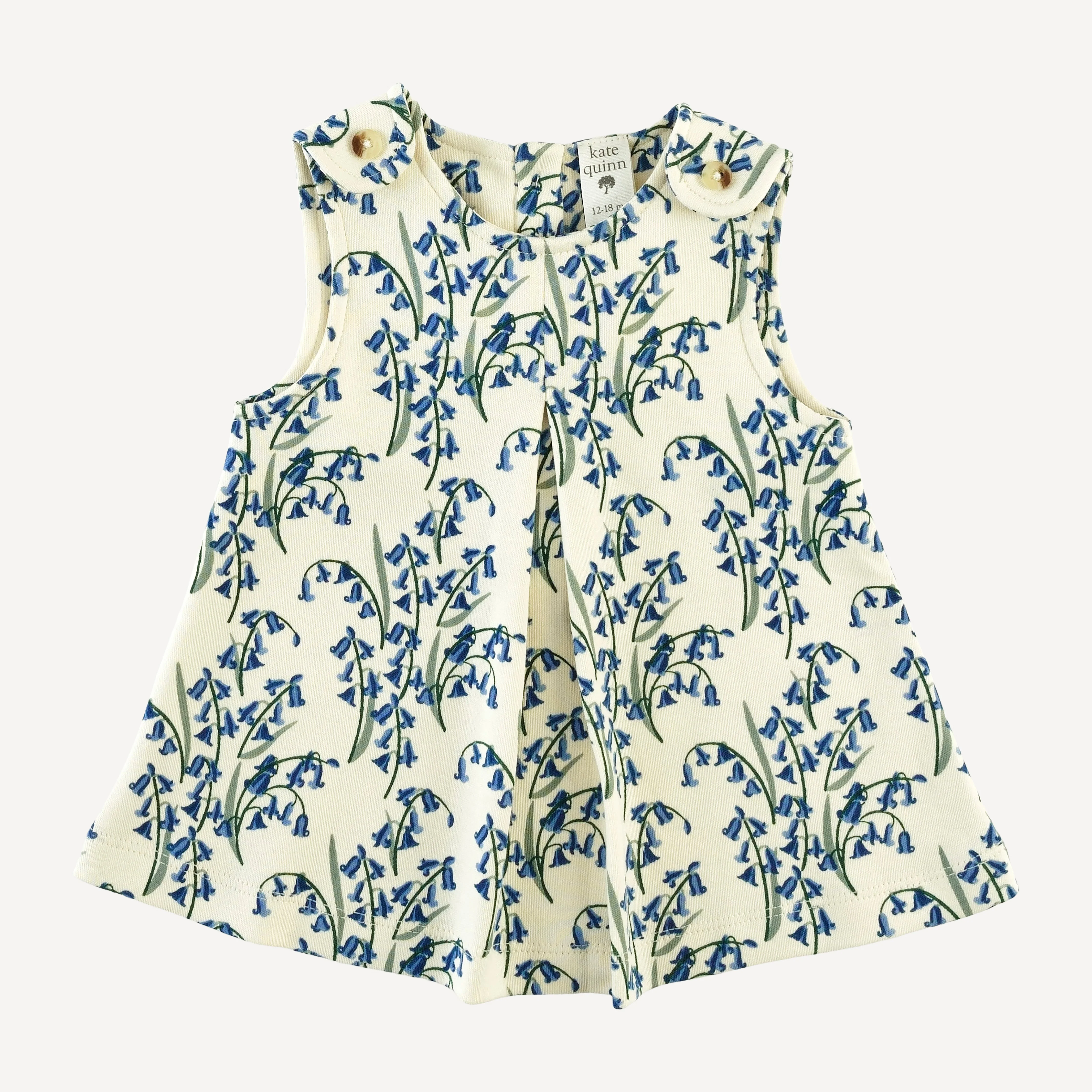 sleeveless button tab top | bluebells | organic cotton interlock