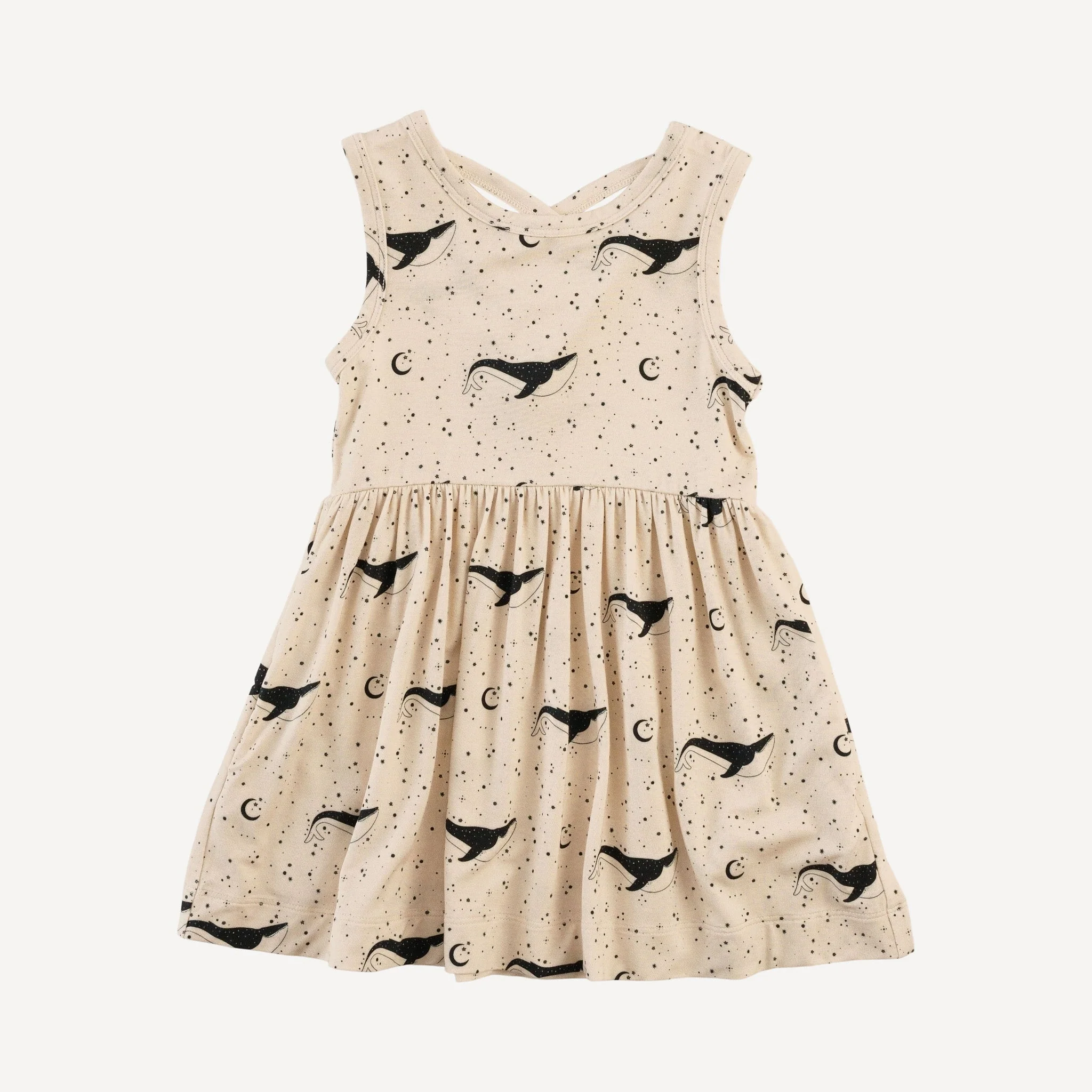 sleeveless cross back dress | mystical whale | light weight bamboo