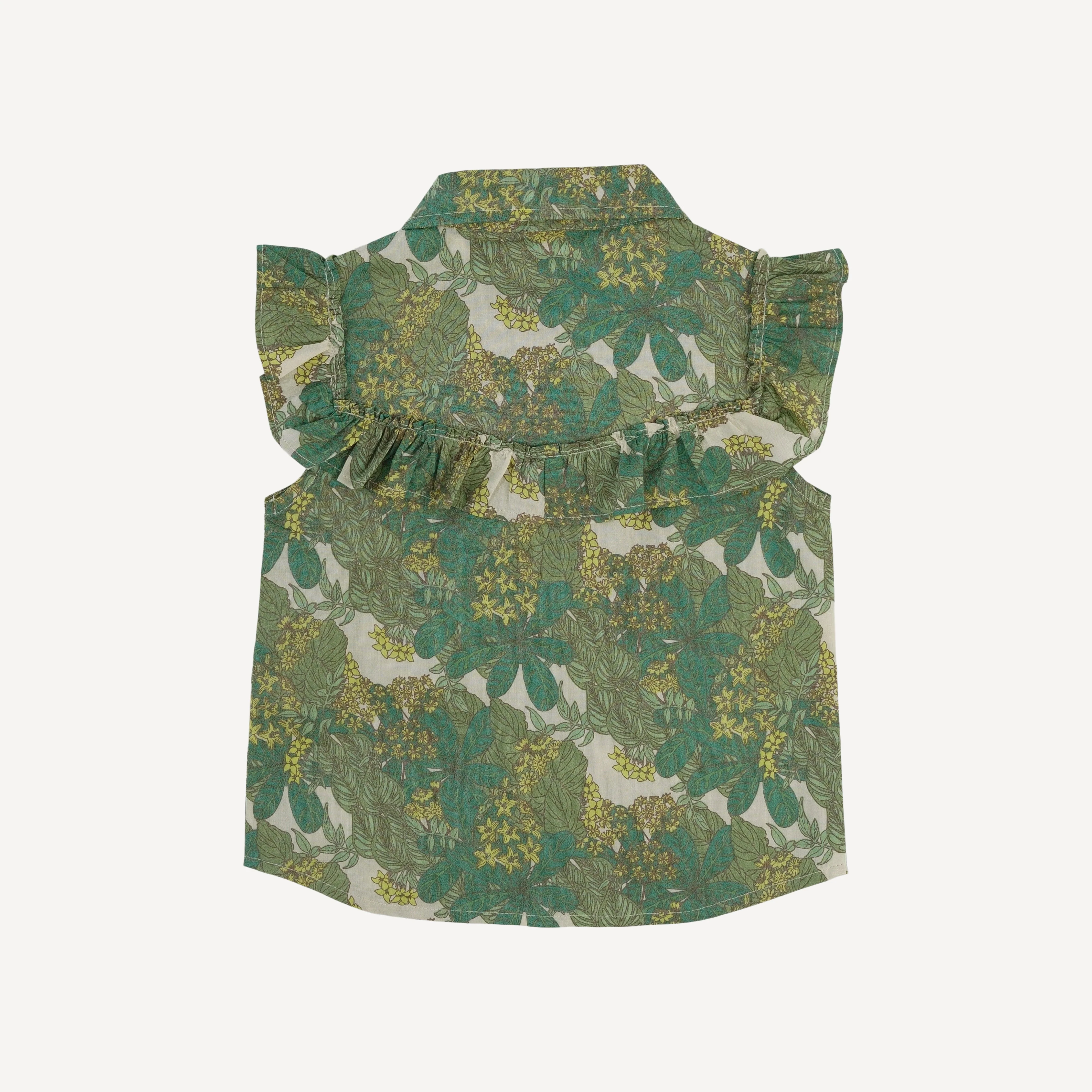 sleeveless goldilocks top | endive goldilocks floral | organic cotton woven - Image 3