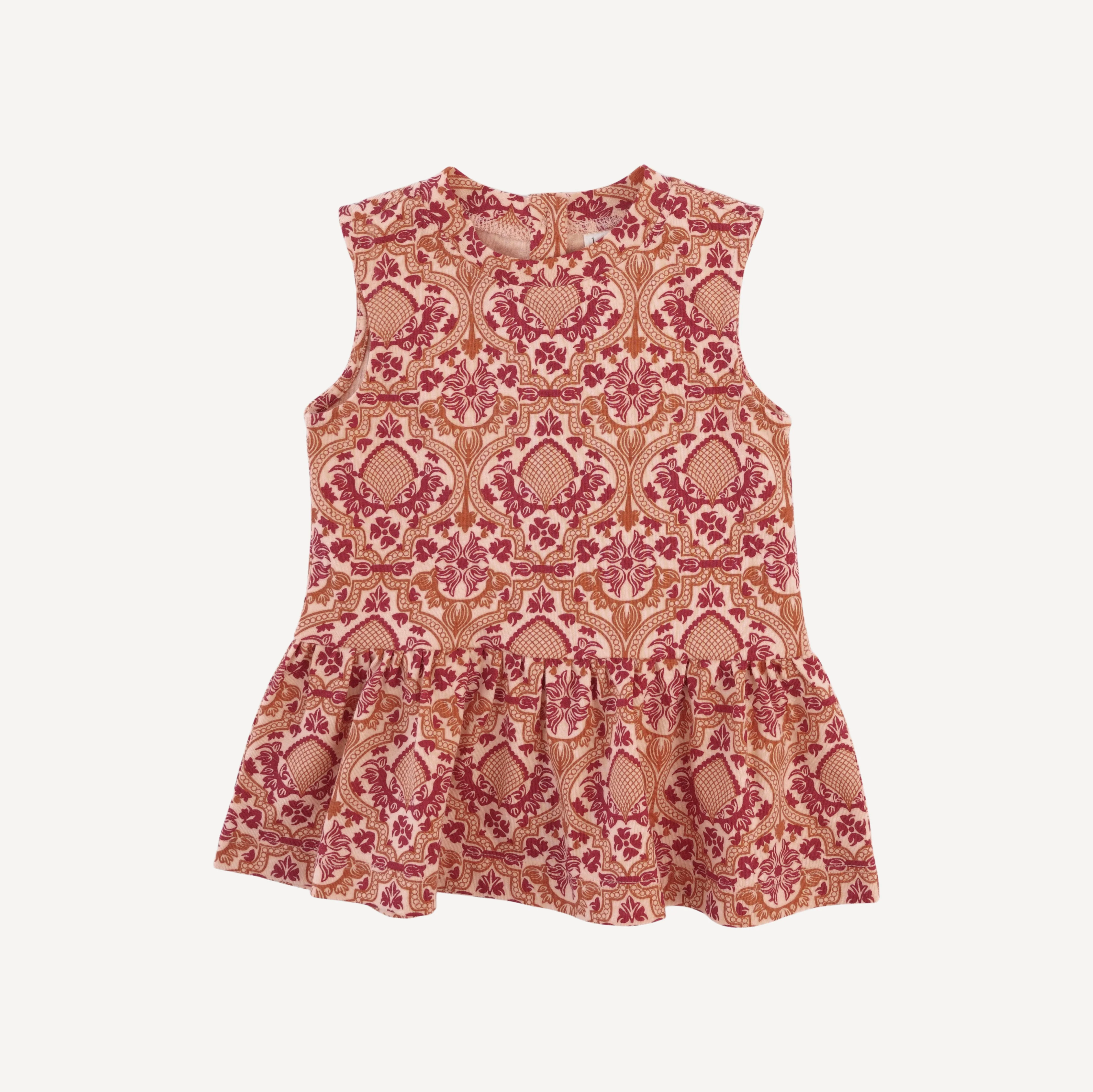 sleeveless kate top | peach folk floral | organic cotton jersey