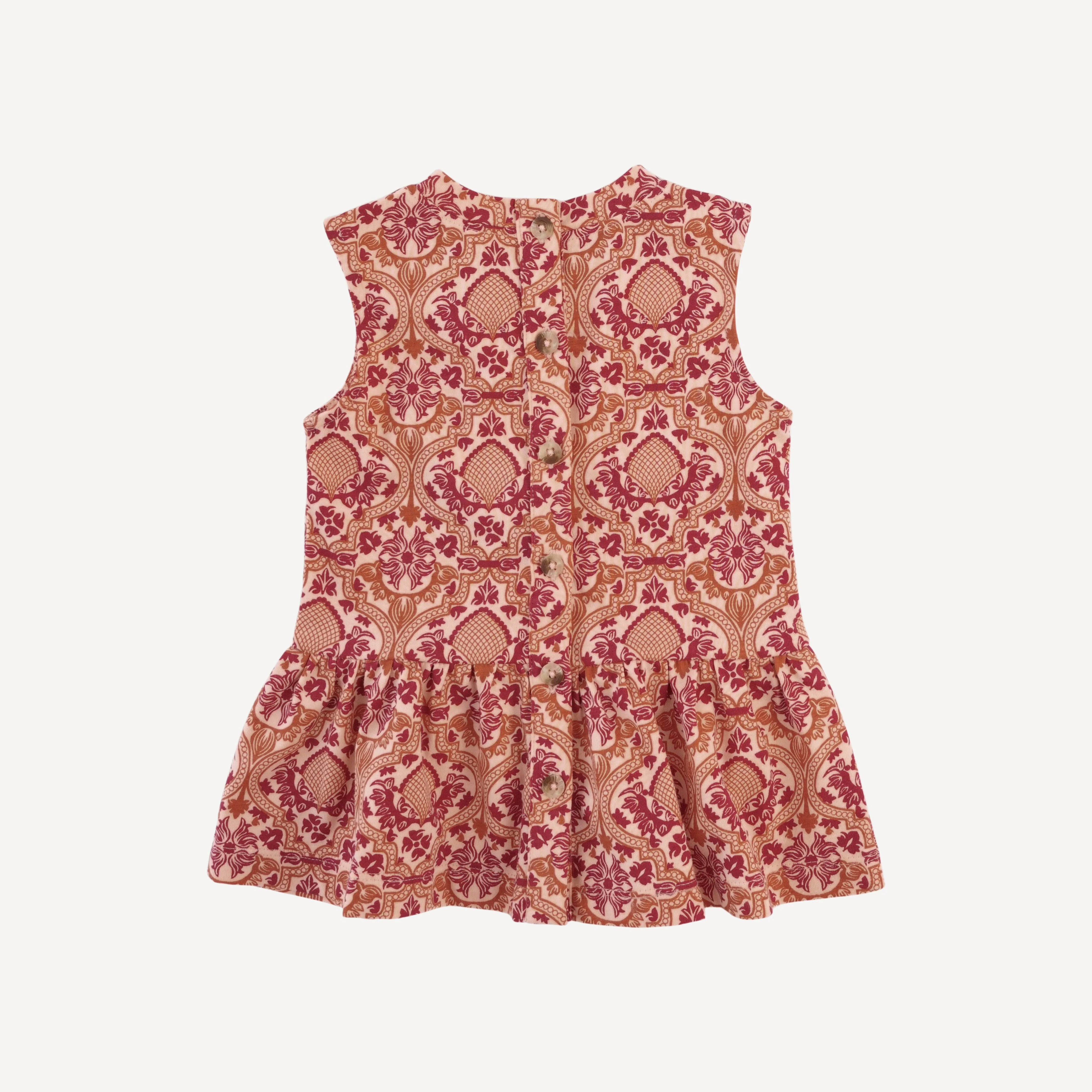 sleeveless kate top | peach folk floral | organic cotton jersey - Image 3