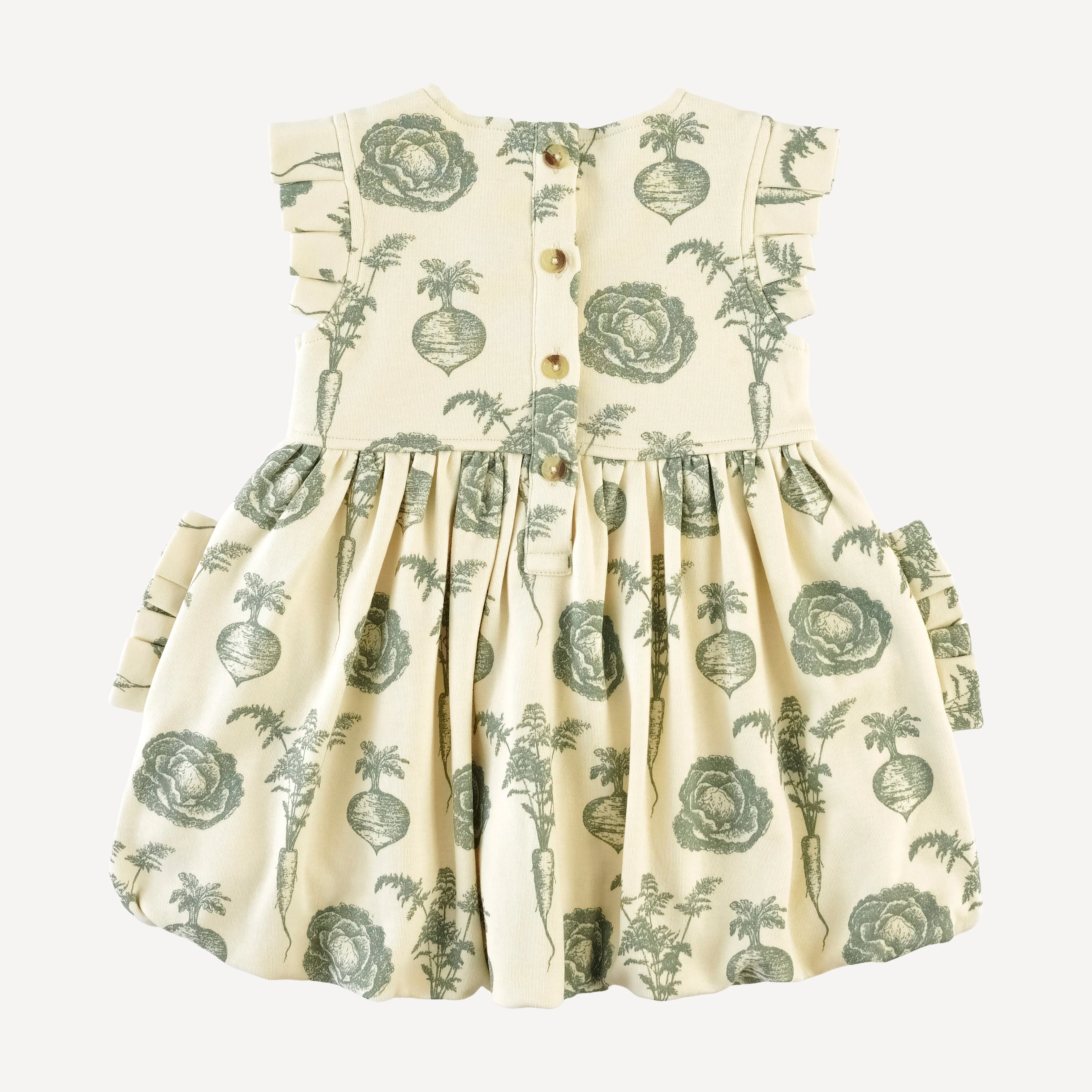 sleeveless pleated bubble dress | jadeite veggies | organic cotton interlock - Image 3