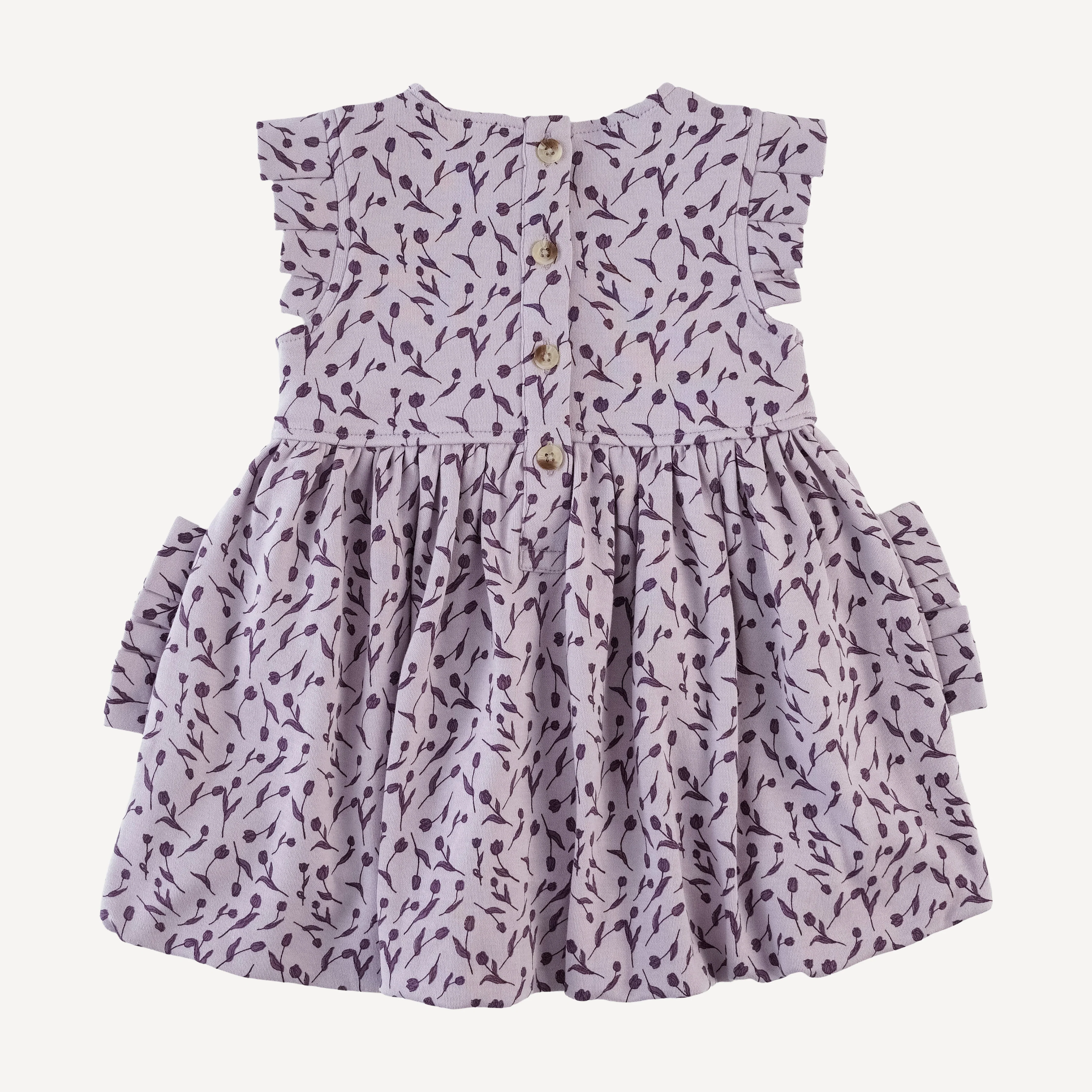 sleeveless pleated bubble dress | purple tulip | organic cotton interlock - Image 3