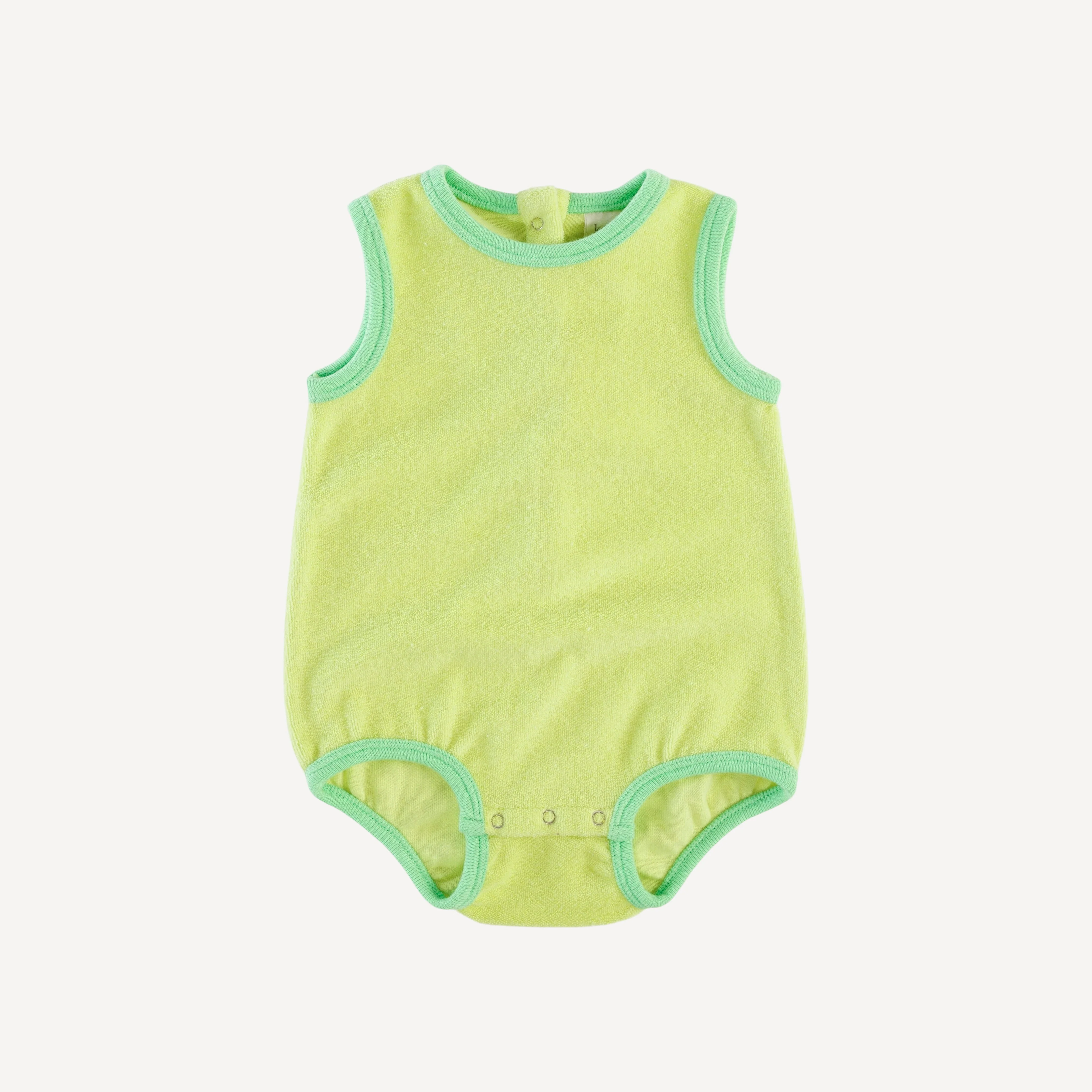 sleeveless ringer bubble | lime | organic cotton terry