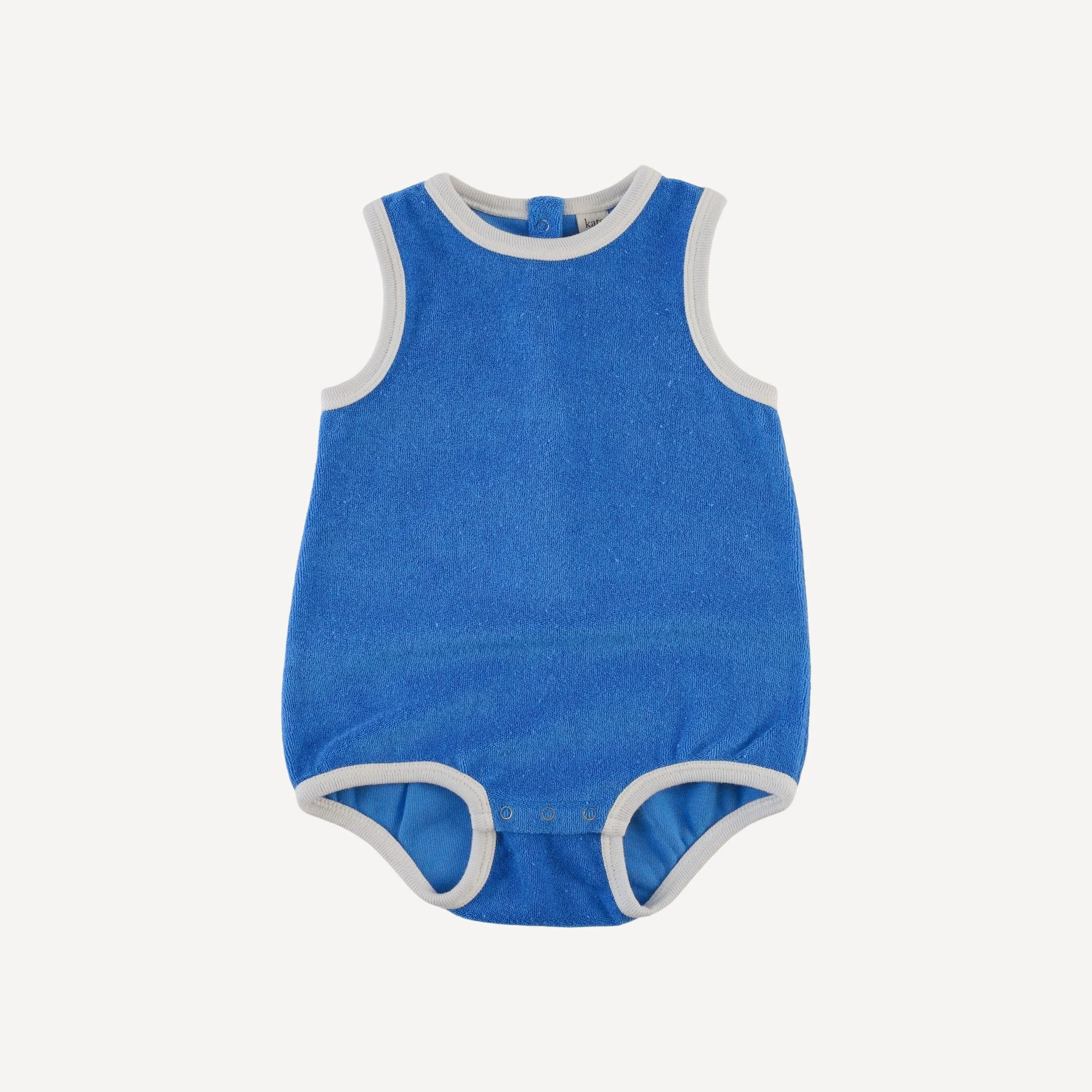 sleeveless ringer bubble | vivid blue | organic cotton terry
