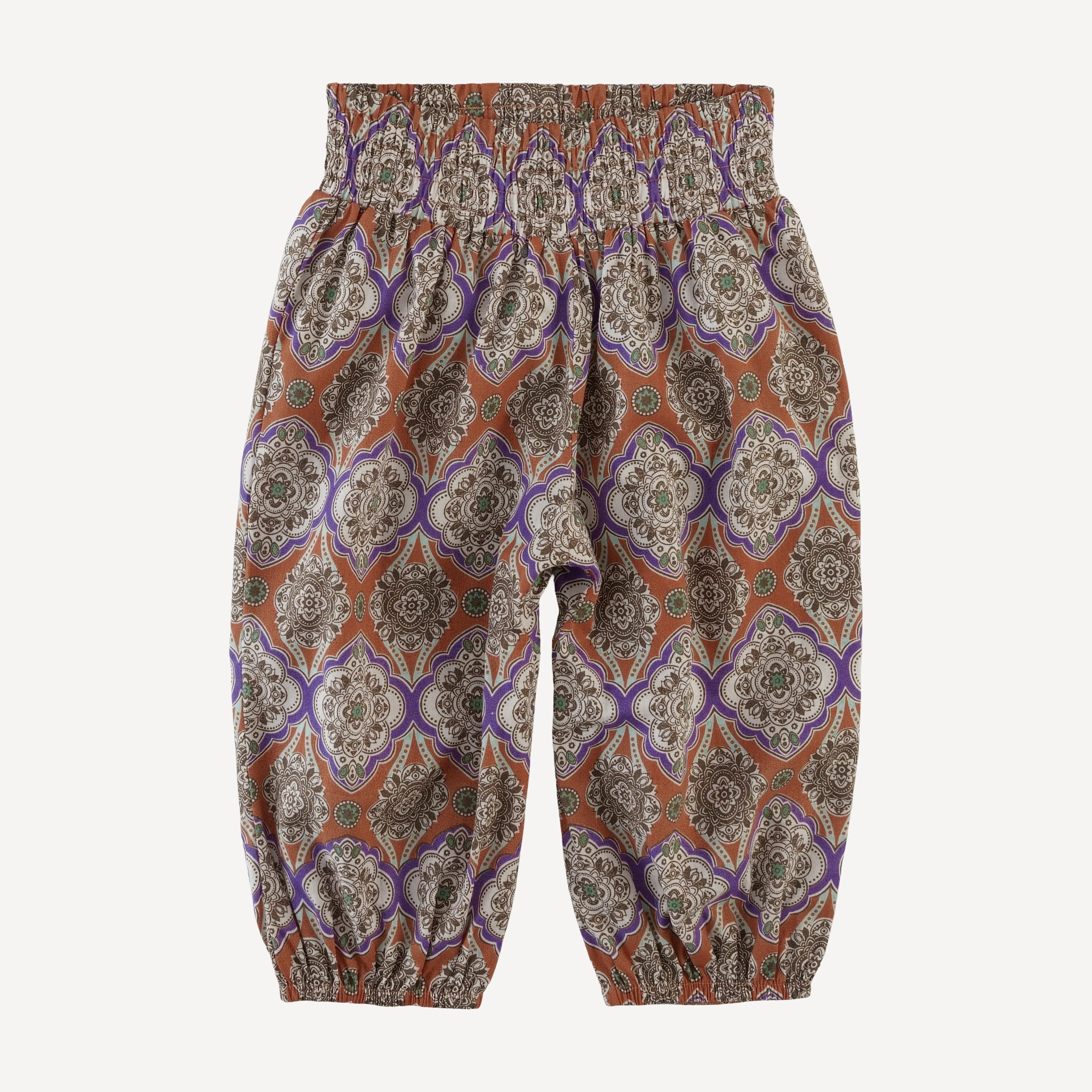 smocked gathered pant | alice wallpaper | organic cotton woven