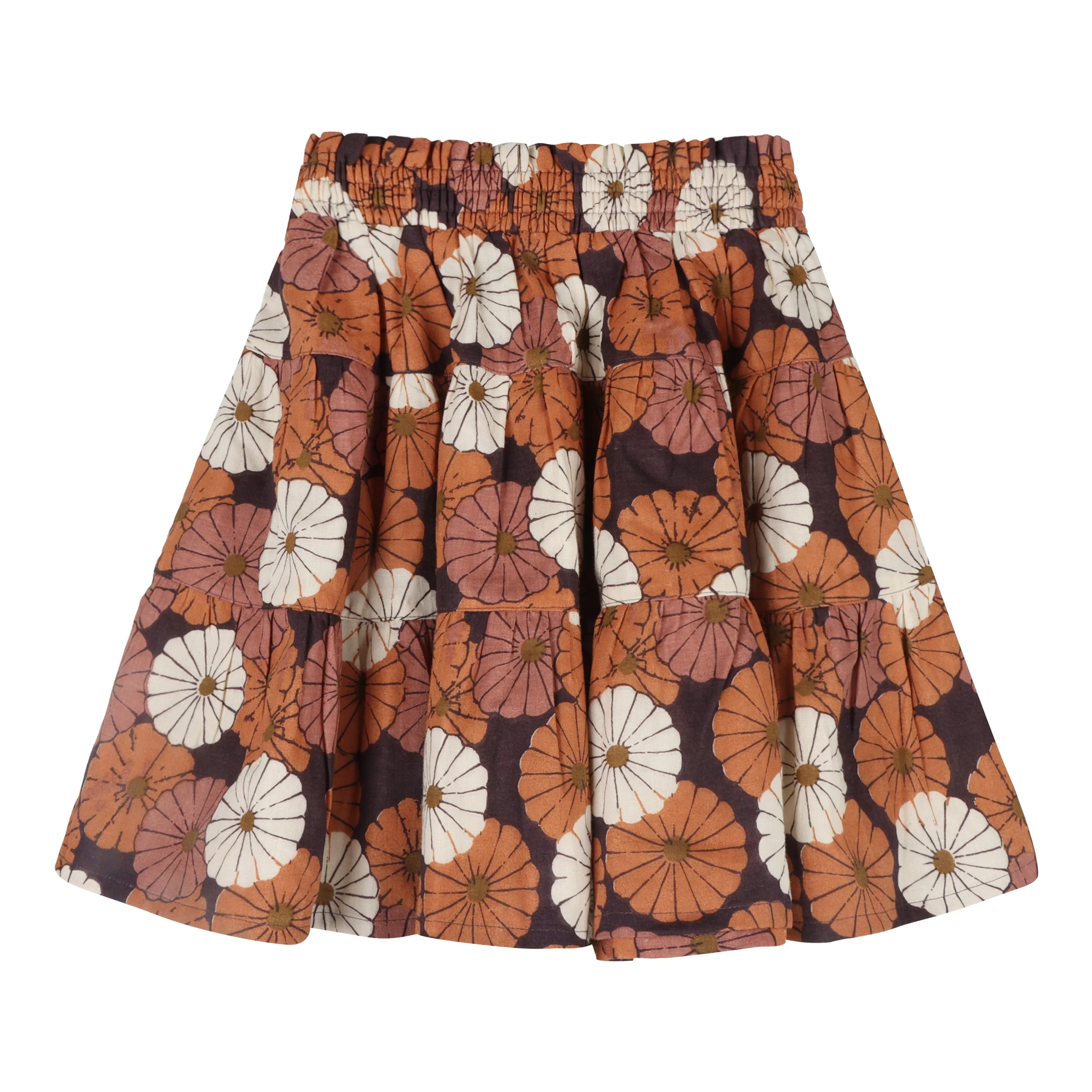 smocked gathered tiered skirt | vintage daisy | organic cotton gauze - Image 3