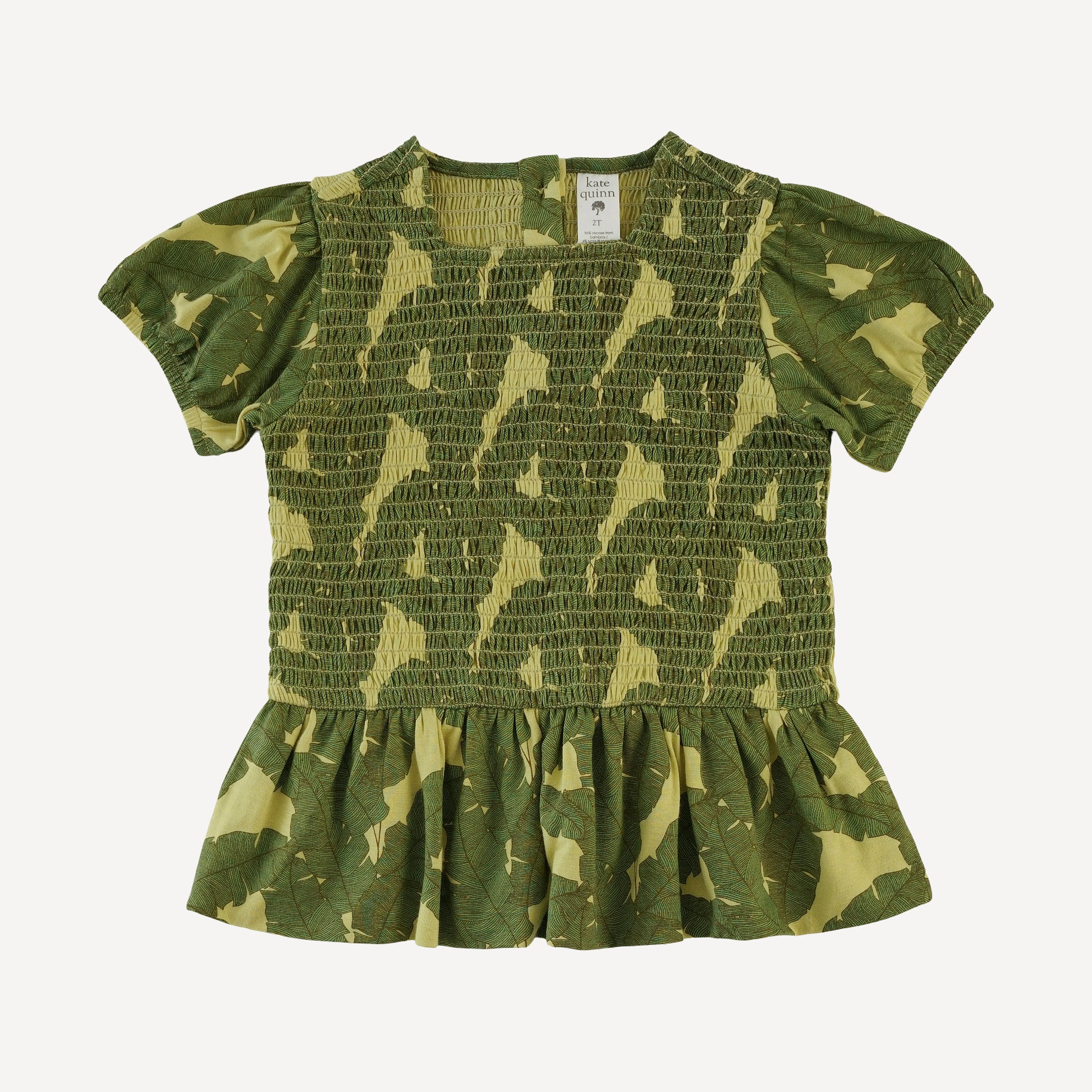 smocked ruffle top + pant set | banana leaf | bamboo - Image 3