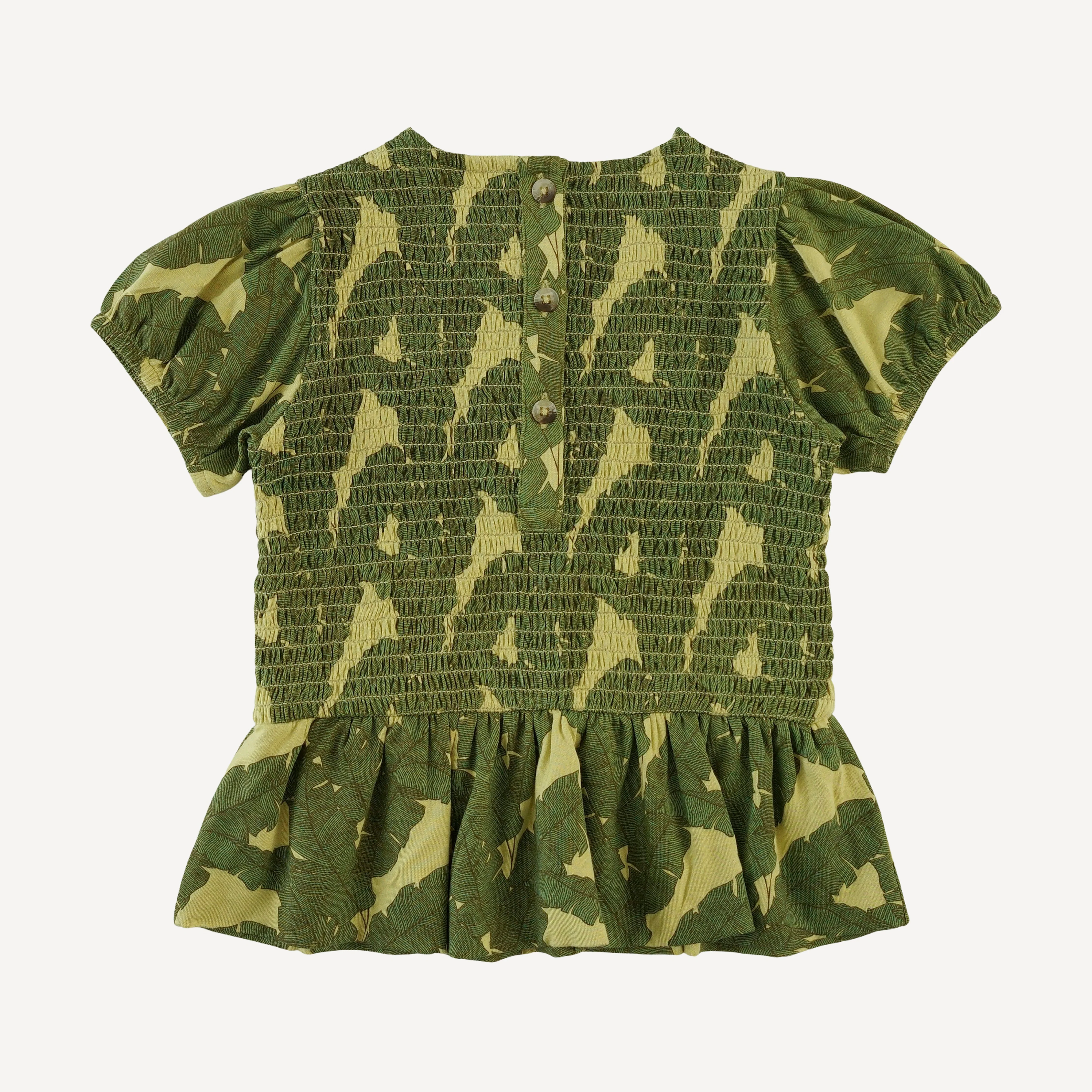 smocked ruffle top + pant set | banana leaf | bamboo - Image 4