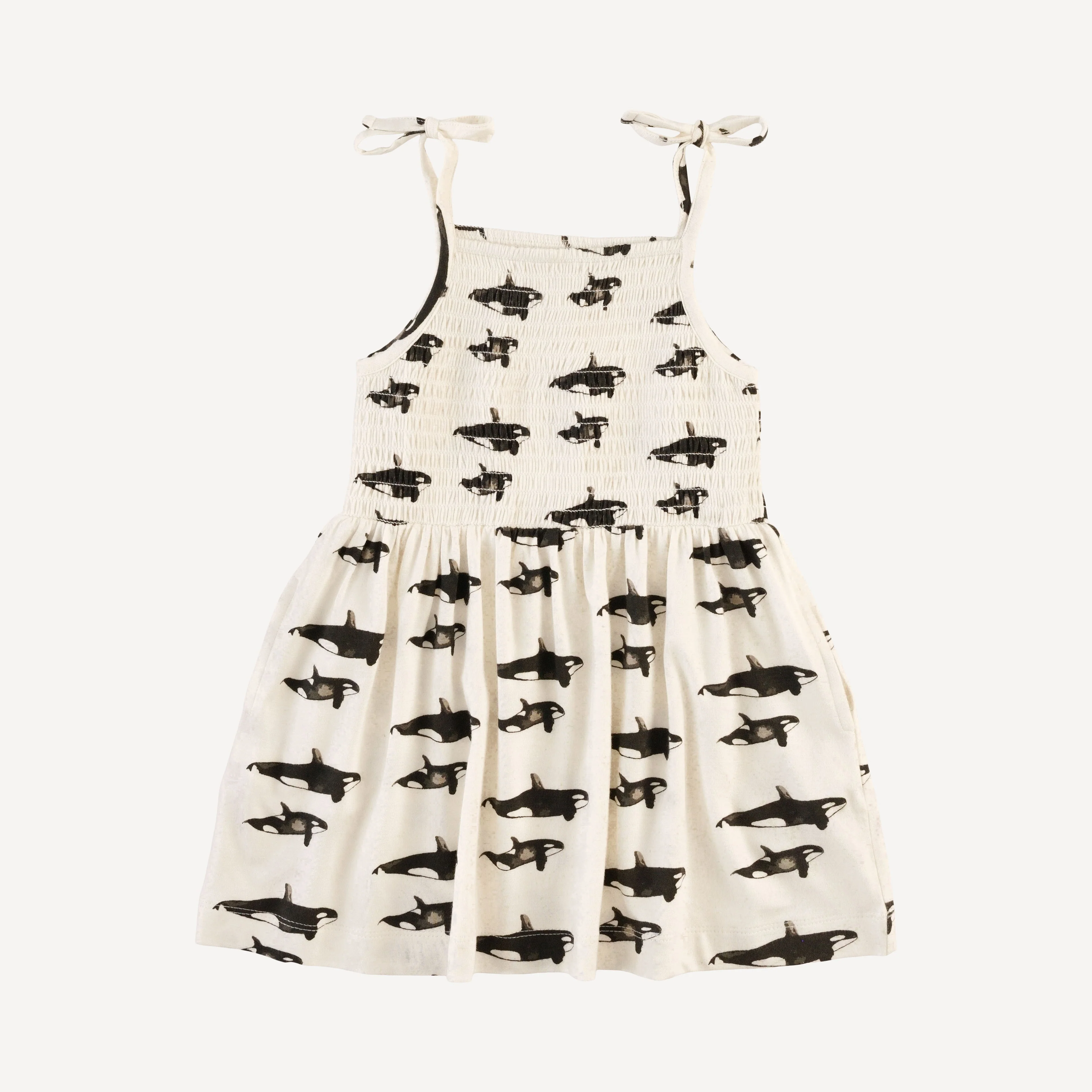 smocked tie dress | orcas | bamboo