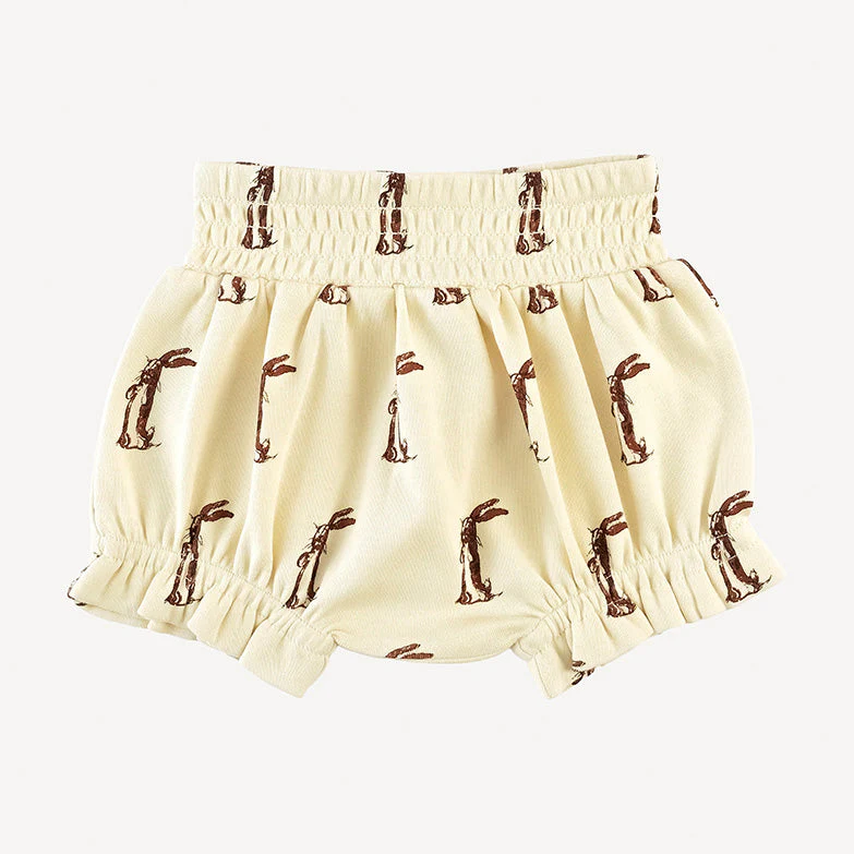 smocked waist bloomer | plush rabbit | organic cotton interlock