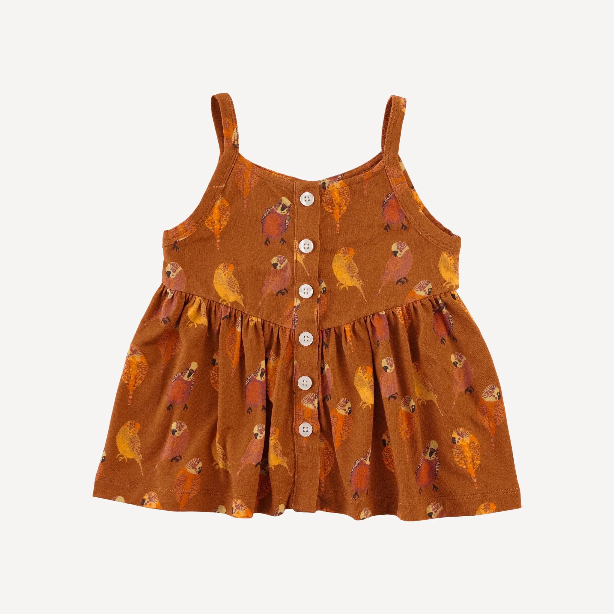 spaghetti strap v-waist top + bike short set | golden parakeets | light weight bamboo - Image 3