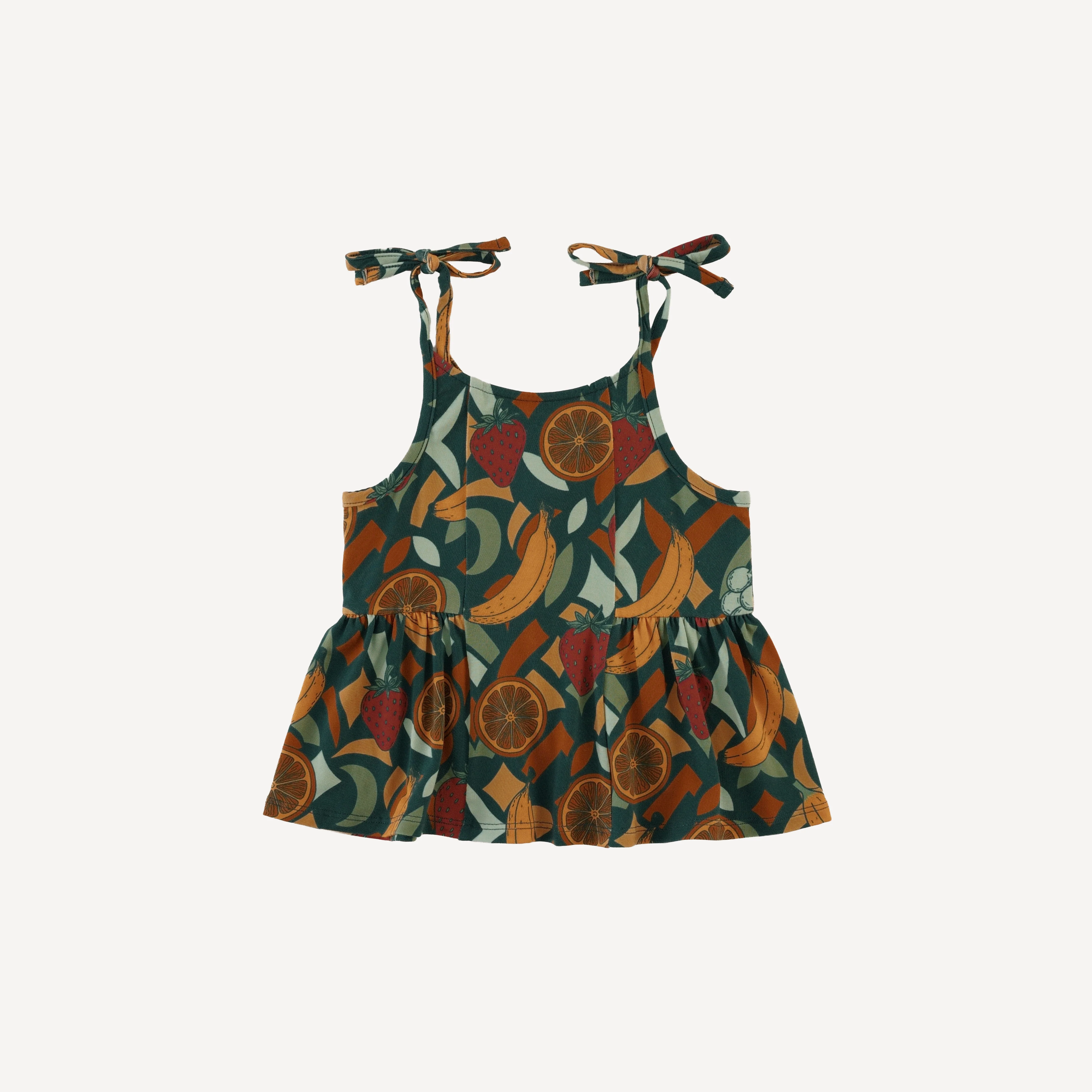 spaghetti tie ballerina top + ruffle short set | fruity | light weight bamboo - Image 3