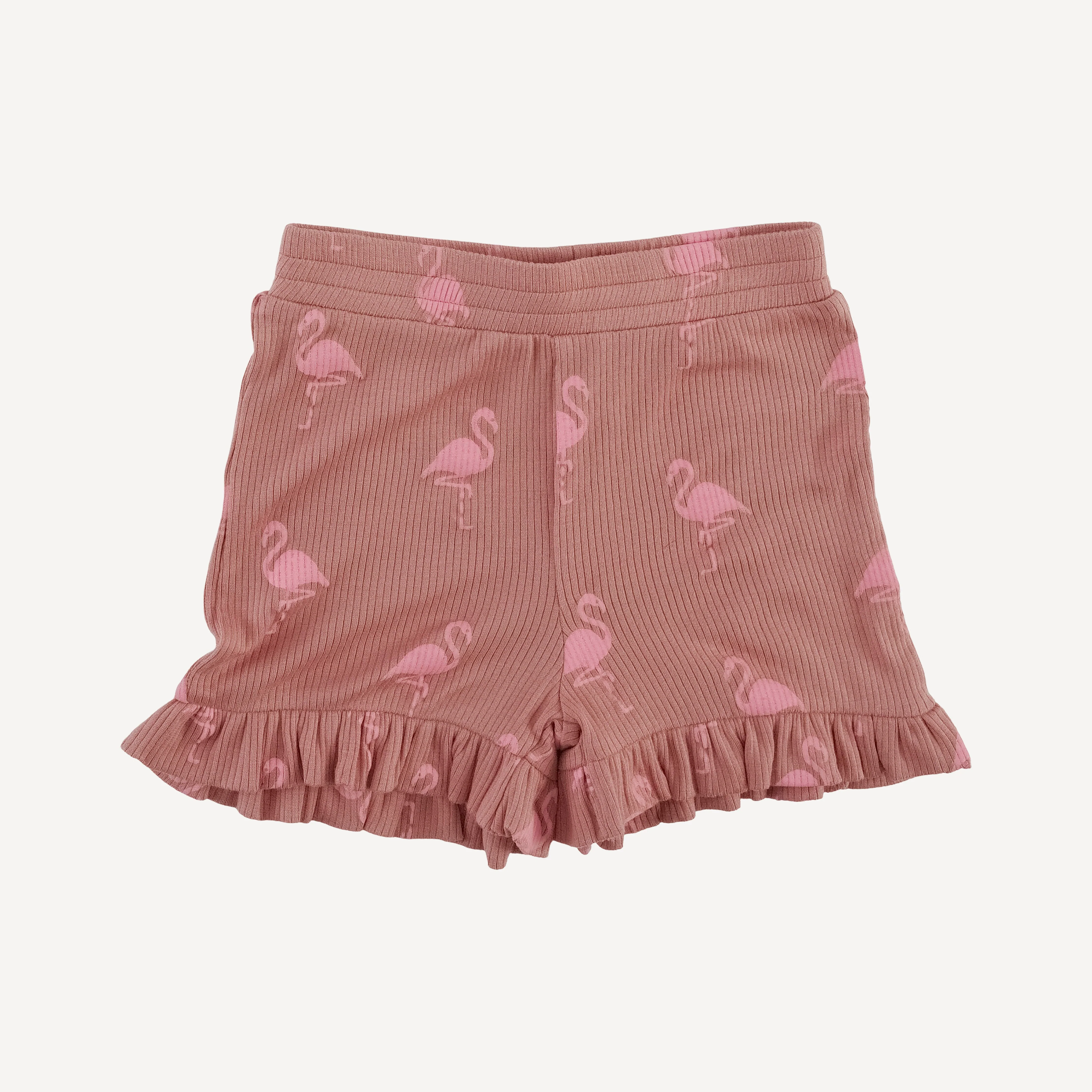 spaghetti tie ballerina top + ruffle short set | tiny flamingo | modal skinny rib - Image 4