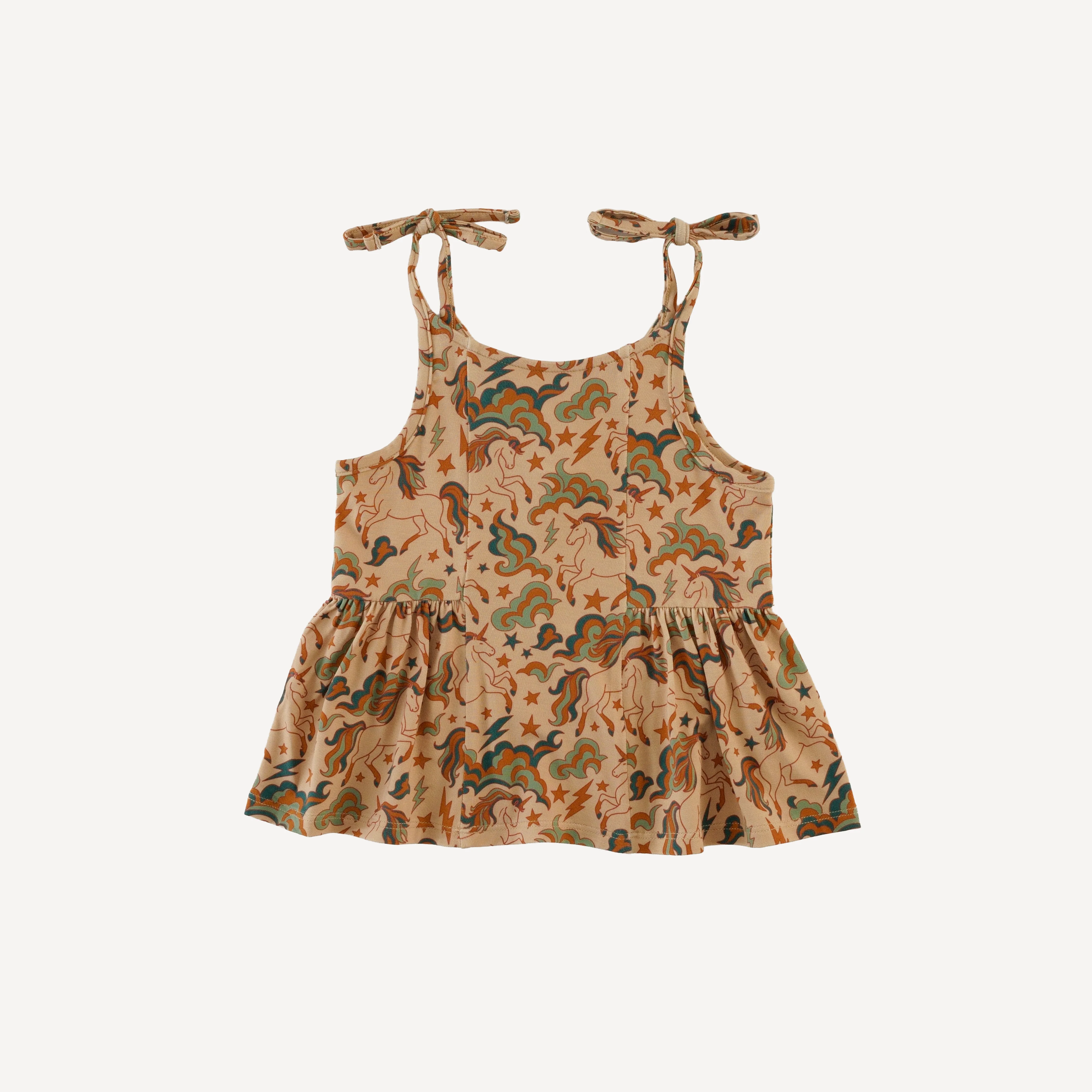 spaghetti tie ballerina top + ruffle short set | unicorn party | light weight bamboo - Image 3