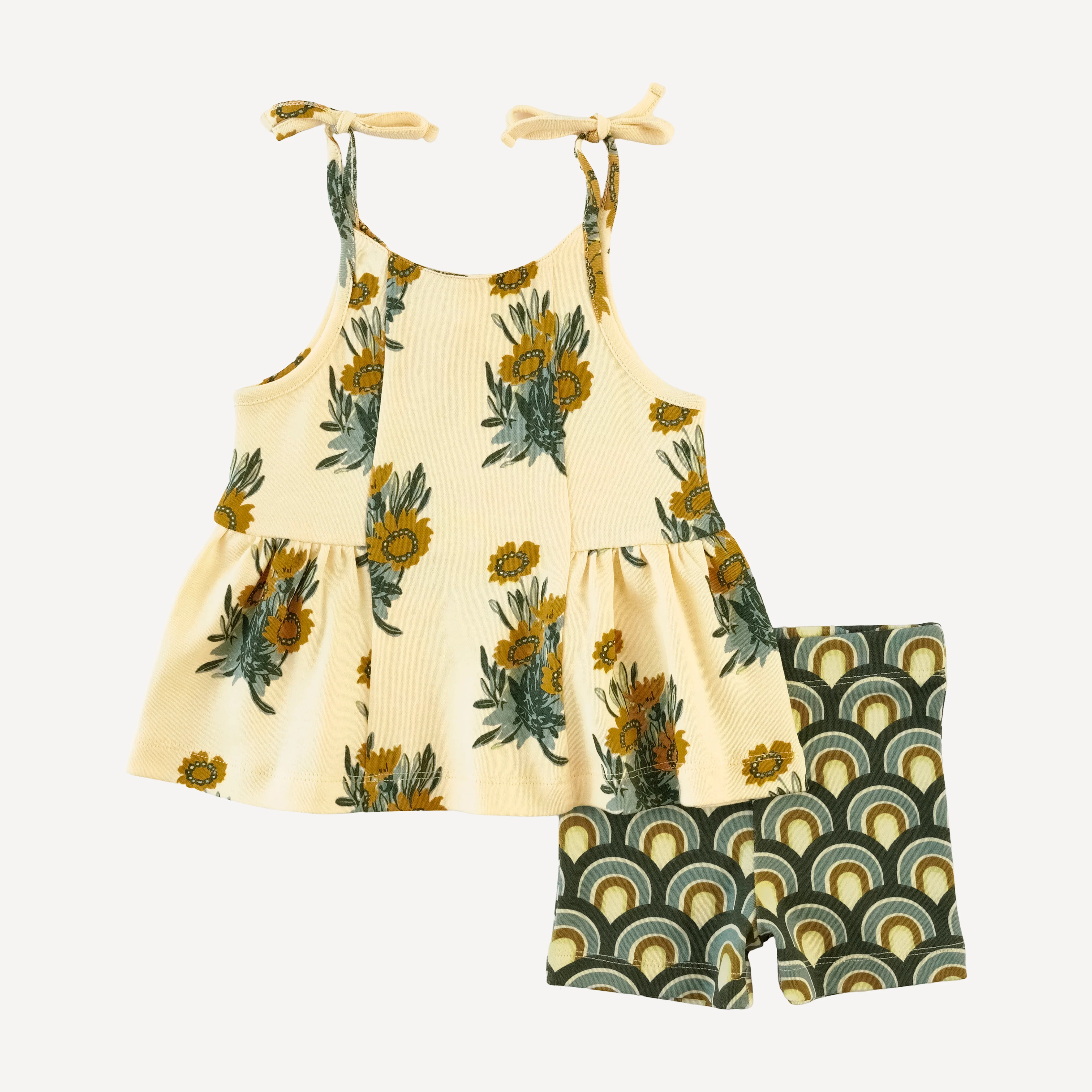 spaghetti tie ballerina top + short set | calendula | organic cotton interlock