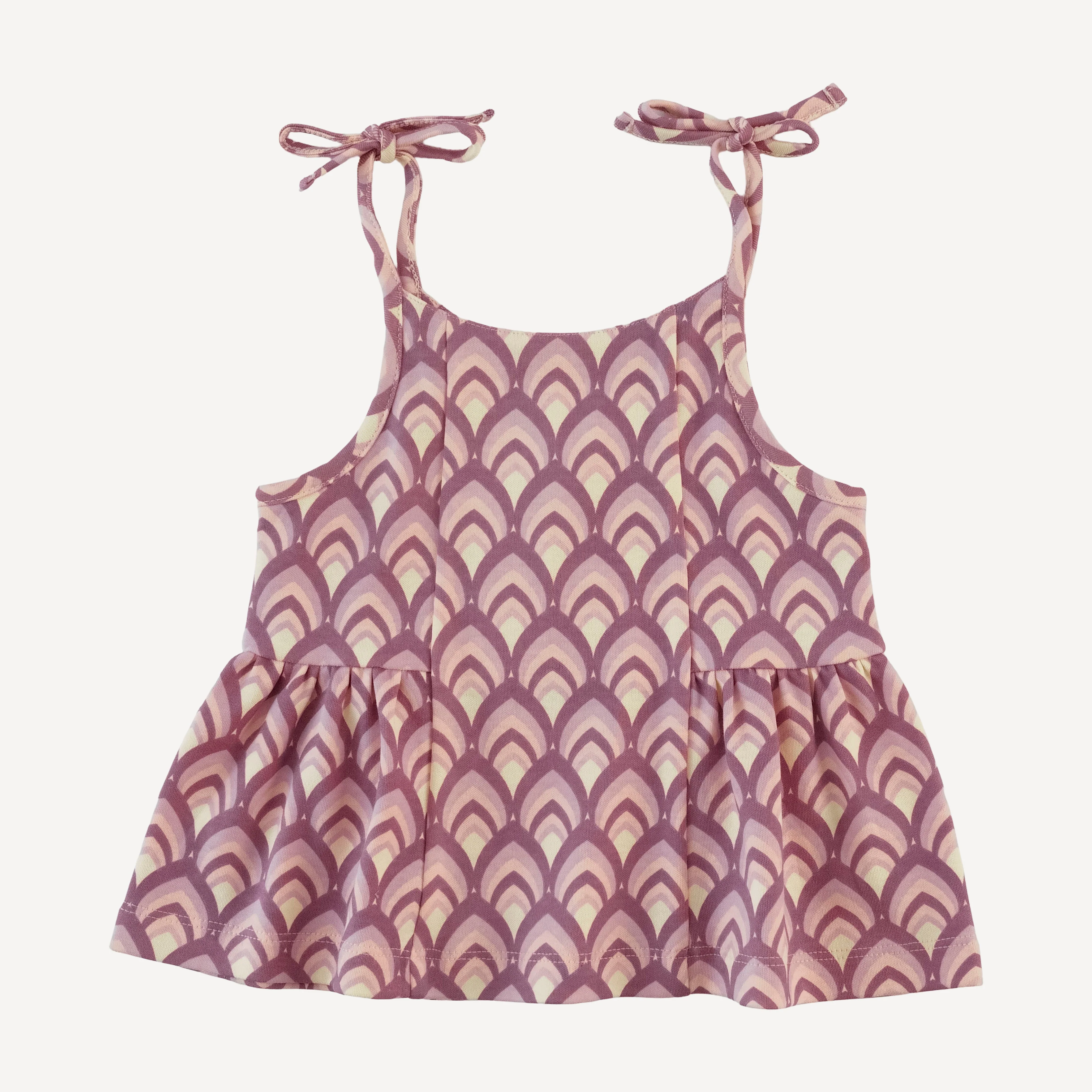 spaghetti tie ballerina top + short set | mauve modern feather | organic cotton interlock - Image 3