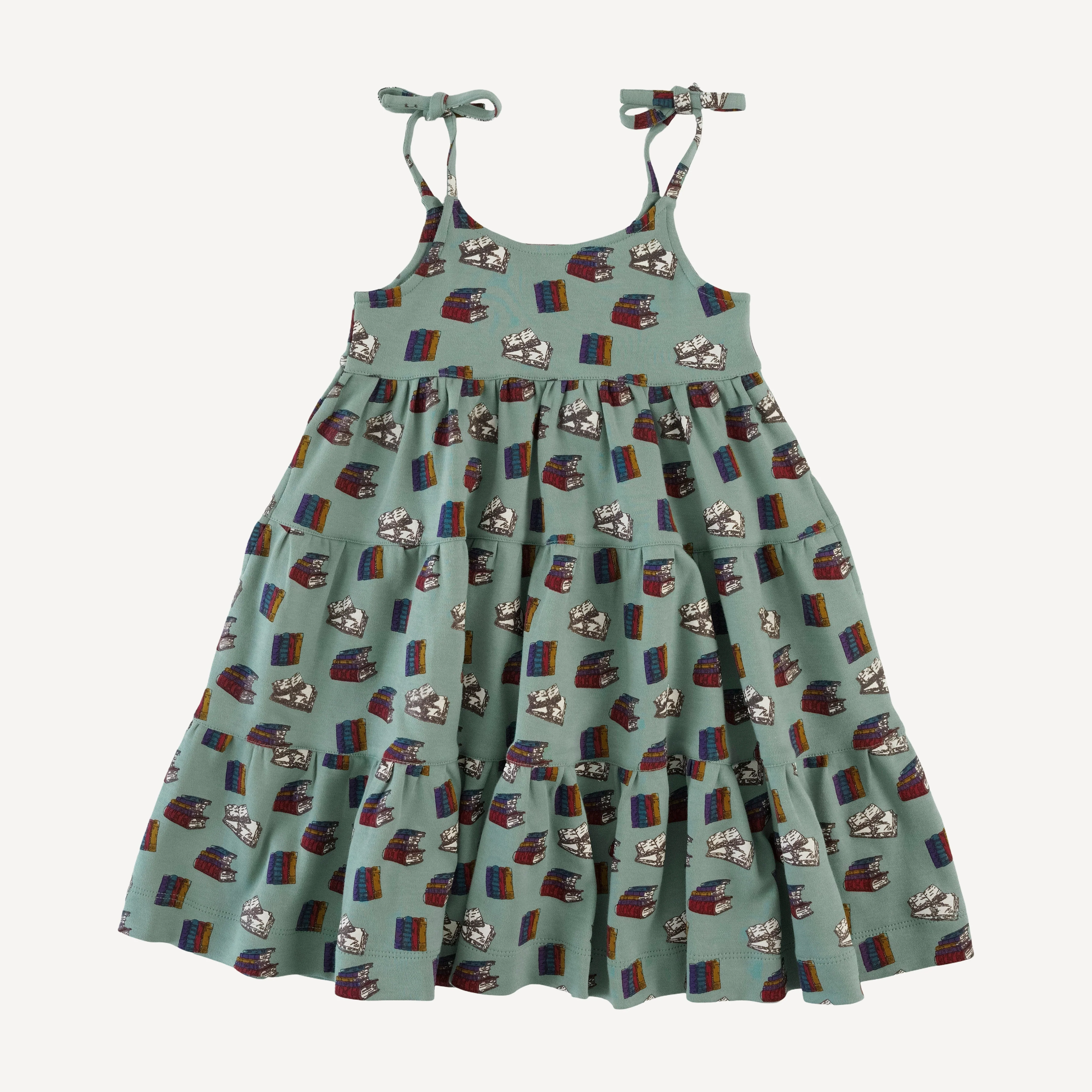 spaghetti tie prairie dress | books | organic cotton interlock
